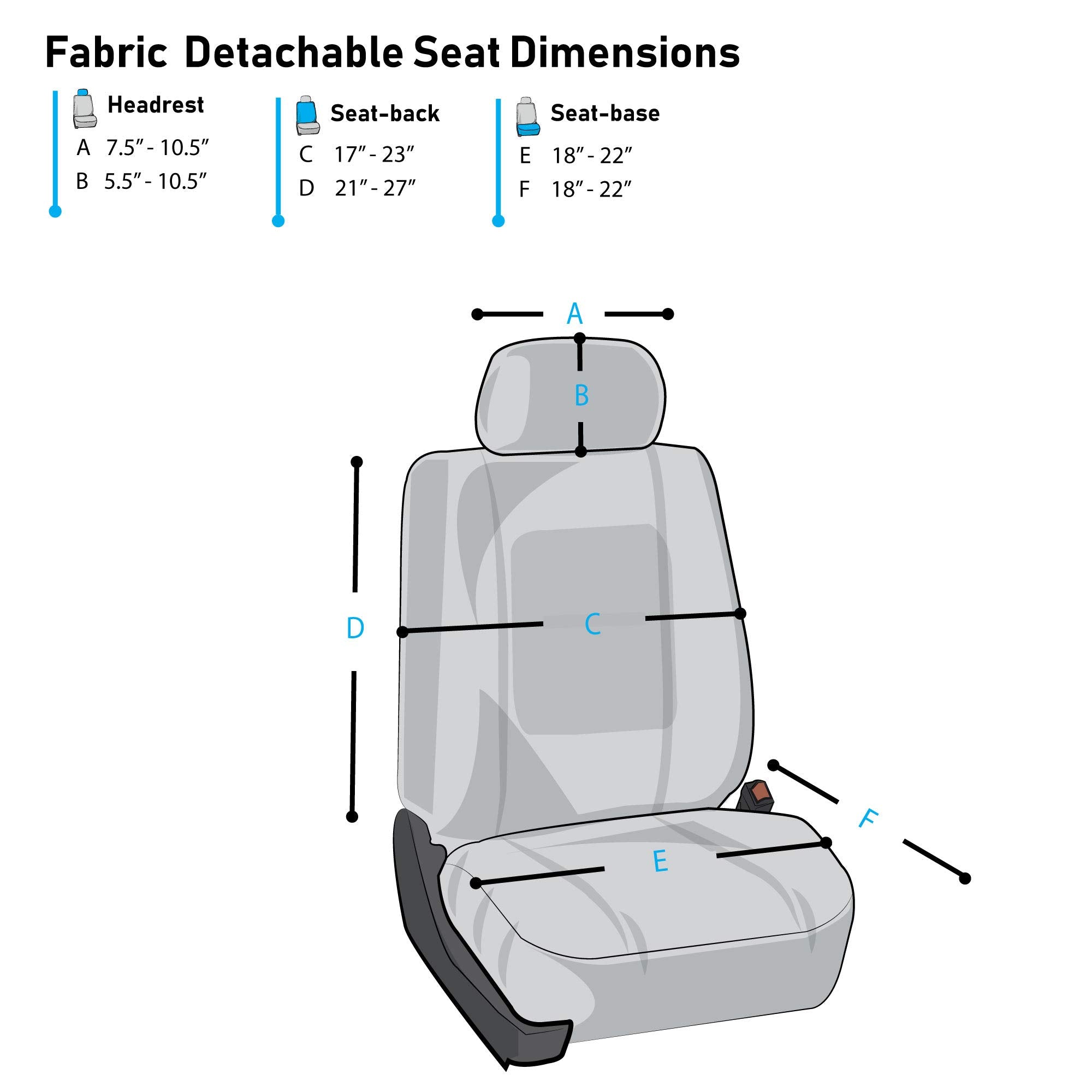Fh Group Car Seat Covers Front Set In Cloth - Car Seatcovers For Low Back Car Seats With Removable Headrest,Universal Fit,Automo