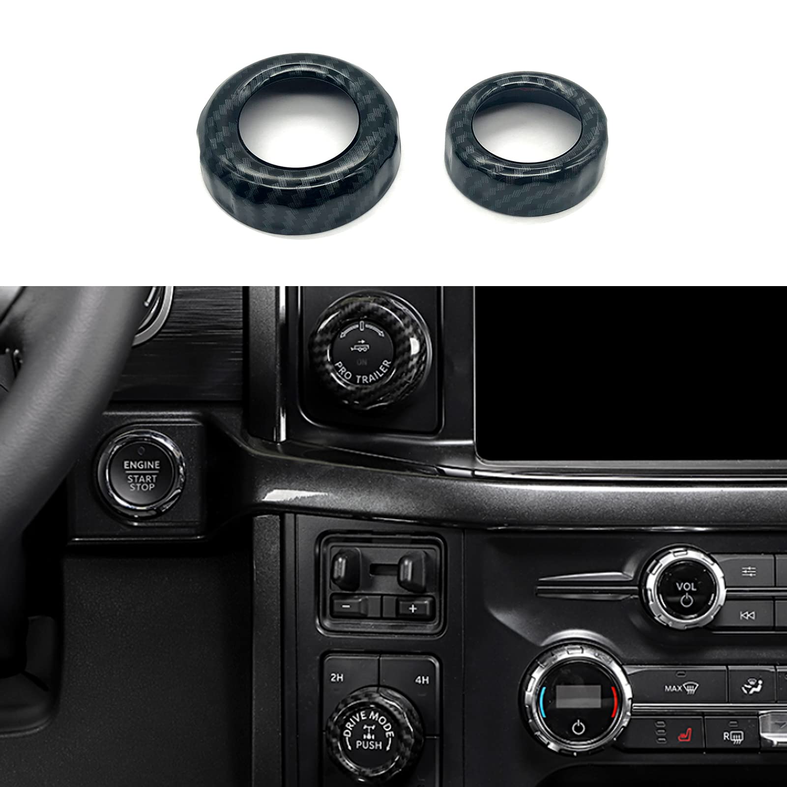 Keptrim For 2021 2022 2023 Ford F-150 Abs Carbon Fiber Air Conditioning Switch Button Knob Trim, 2Pcs