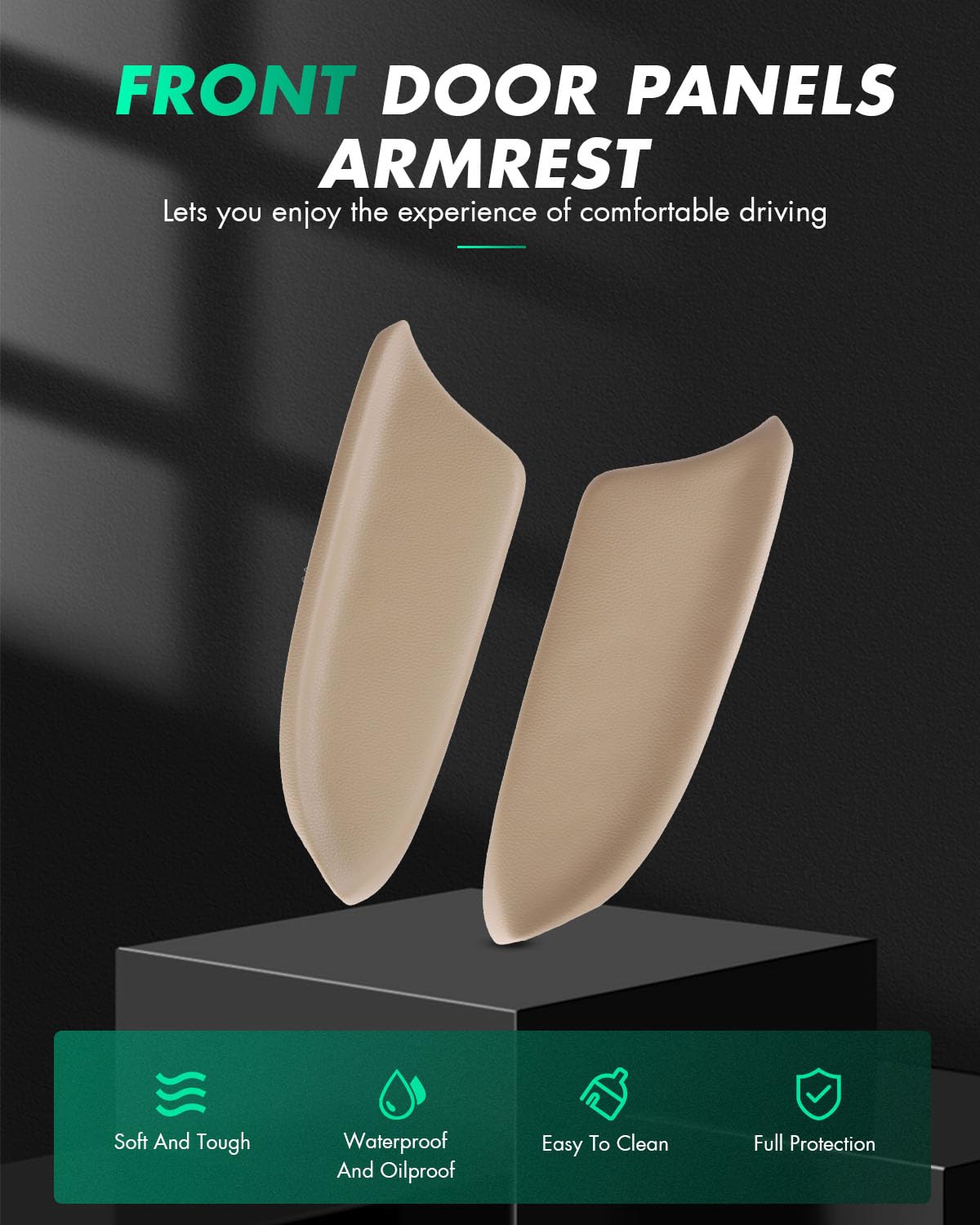 SCITOO Front Door Panels Armrest Compatible with 2008-2012 for Honda Accord Beige Center Console Lid Replacement