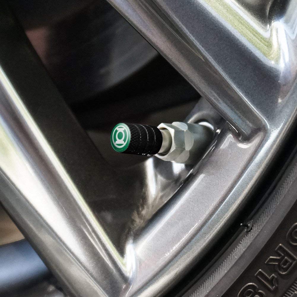 Graphics & More Green Lantern White Logo Tire Rim Wheel Aluminum Valve Stem Caps