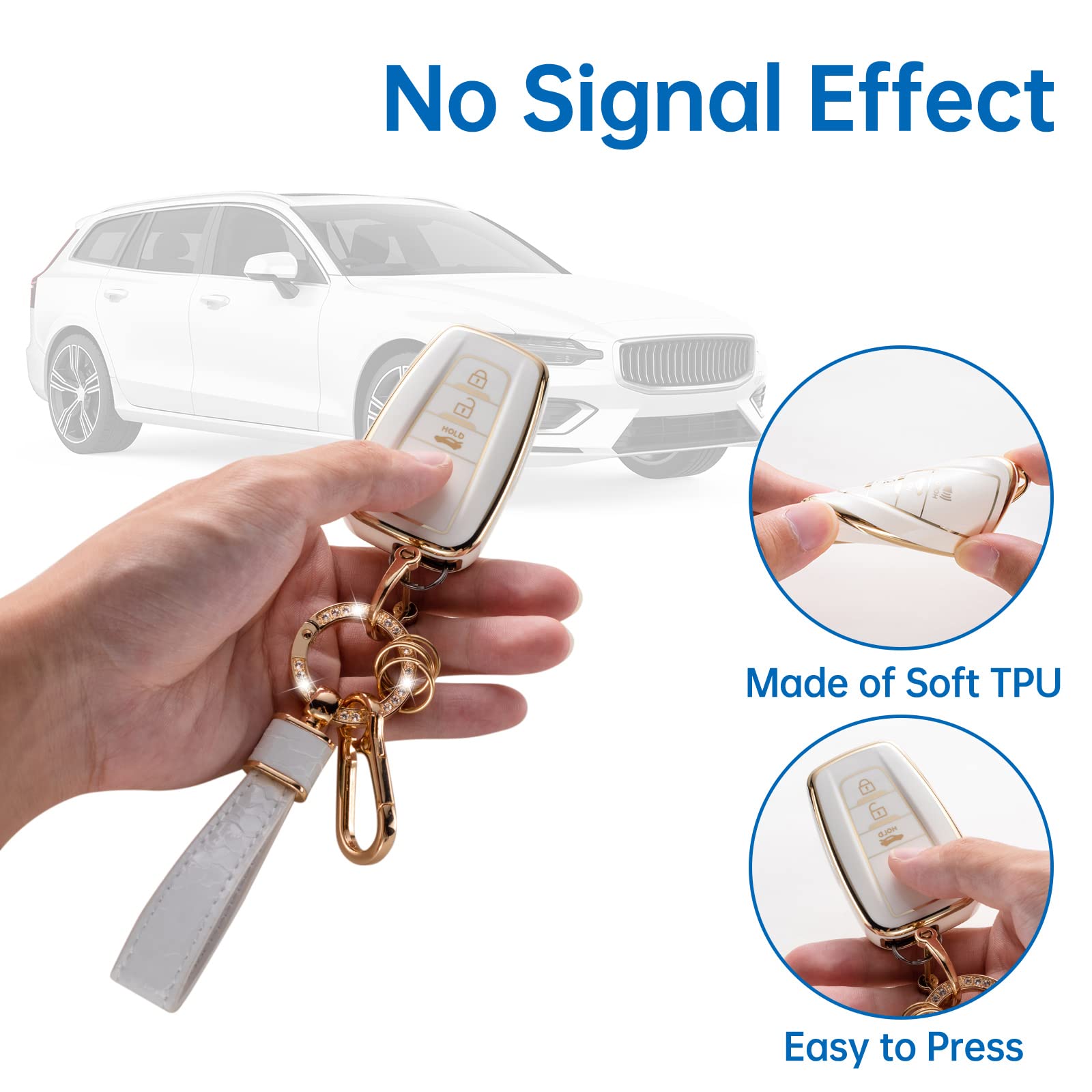 Cacarlike For Toyota Key Fob Cover With Toyota Keychain, Car Key Fob Case Compatible With Toyota 2018-2022 Camry Rav4 Highlander