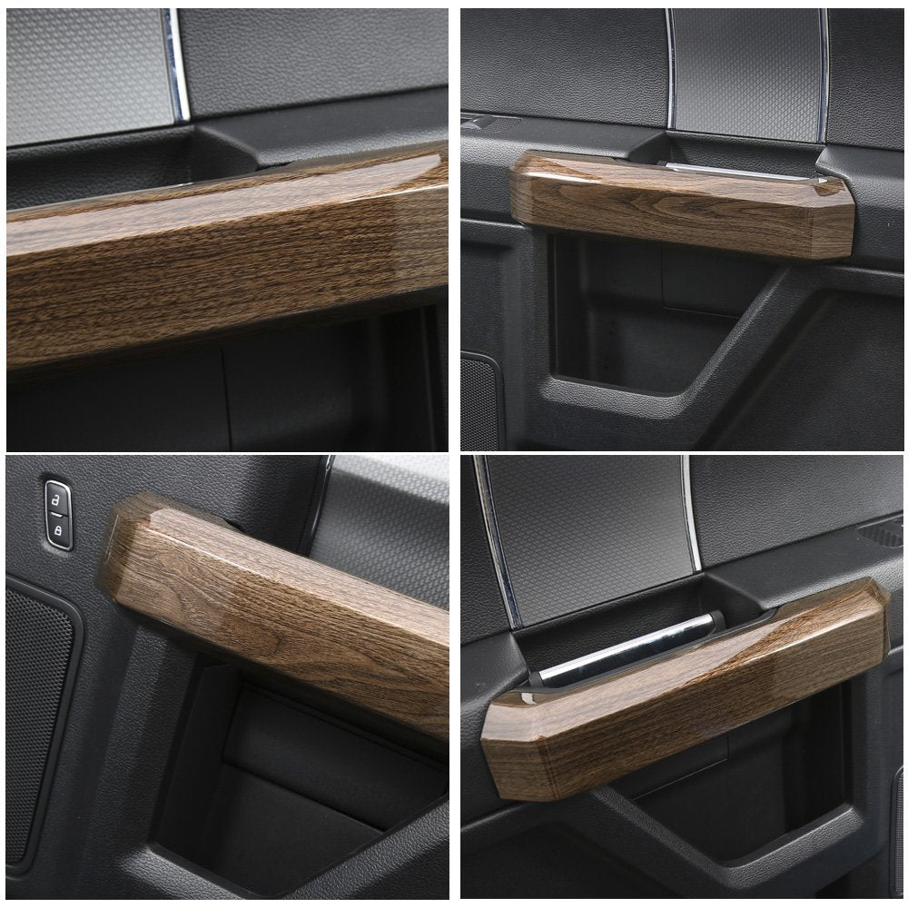 Voodonala Wood Grain Inner Door Handle Covers Trim for Ford F150 2015 2016 2017 2018 2019 2020 (ABS,4Pcs/Set)
