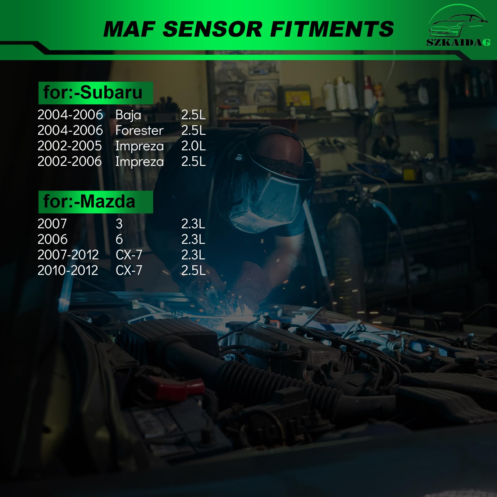 Szkaidag Upgraded Mass Airflow Sensor Fits For:-Mazda 3 6 Cx-7 2006-2012 2.3L 2.5L, For:-Subaru Baja 2004-2006 Forester 2004-200
