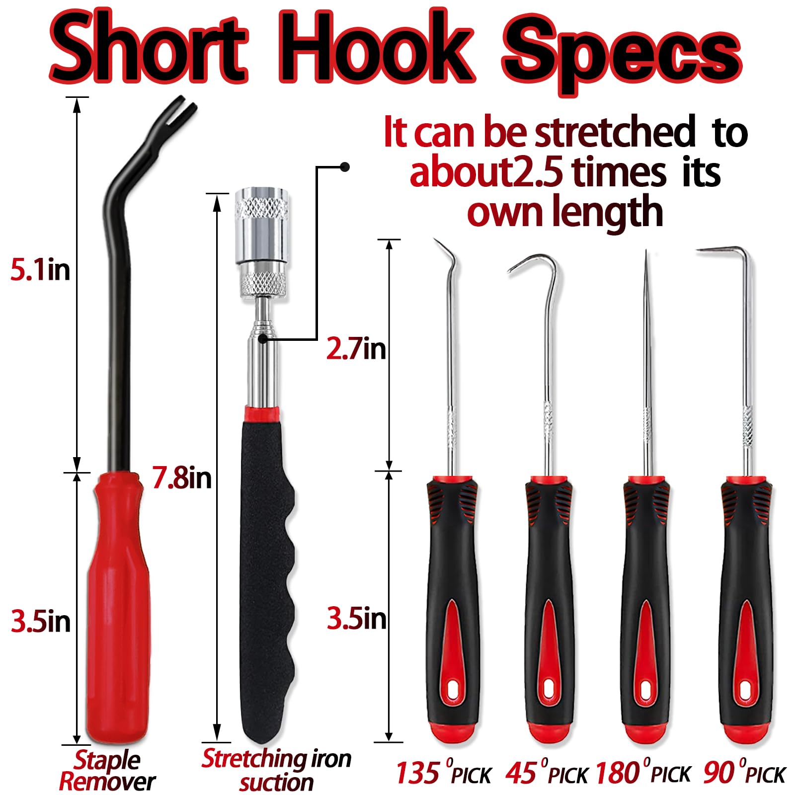 Keze 11Pcs Carbon Steel Precision Pick & Hook Set With Scraper And Magnetic Telescoping Tool Kit For Remove Automotive Electroni