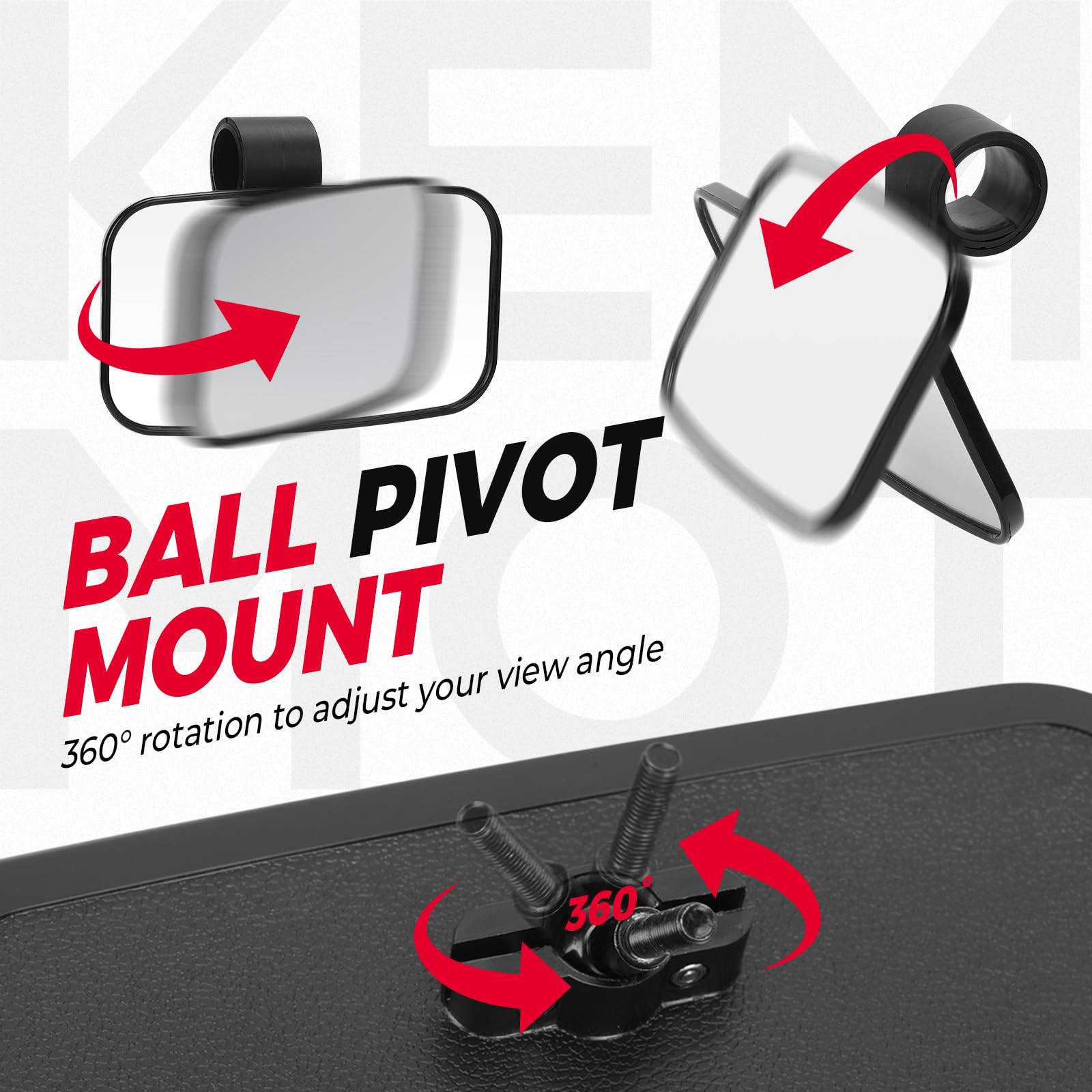 Kemimoto Utv Side Mirrors And Center Mirror With 1.6 To 2 Roll Bar Cage, Adjustable Rear View Side Mirrors Compatible With Polaris Rzr, Zforce, Commander Maverick X3, Viking, Rhino, Teryx