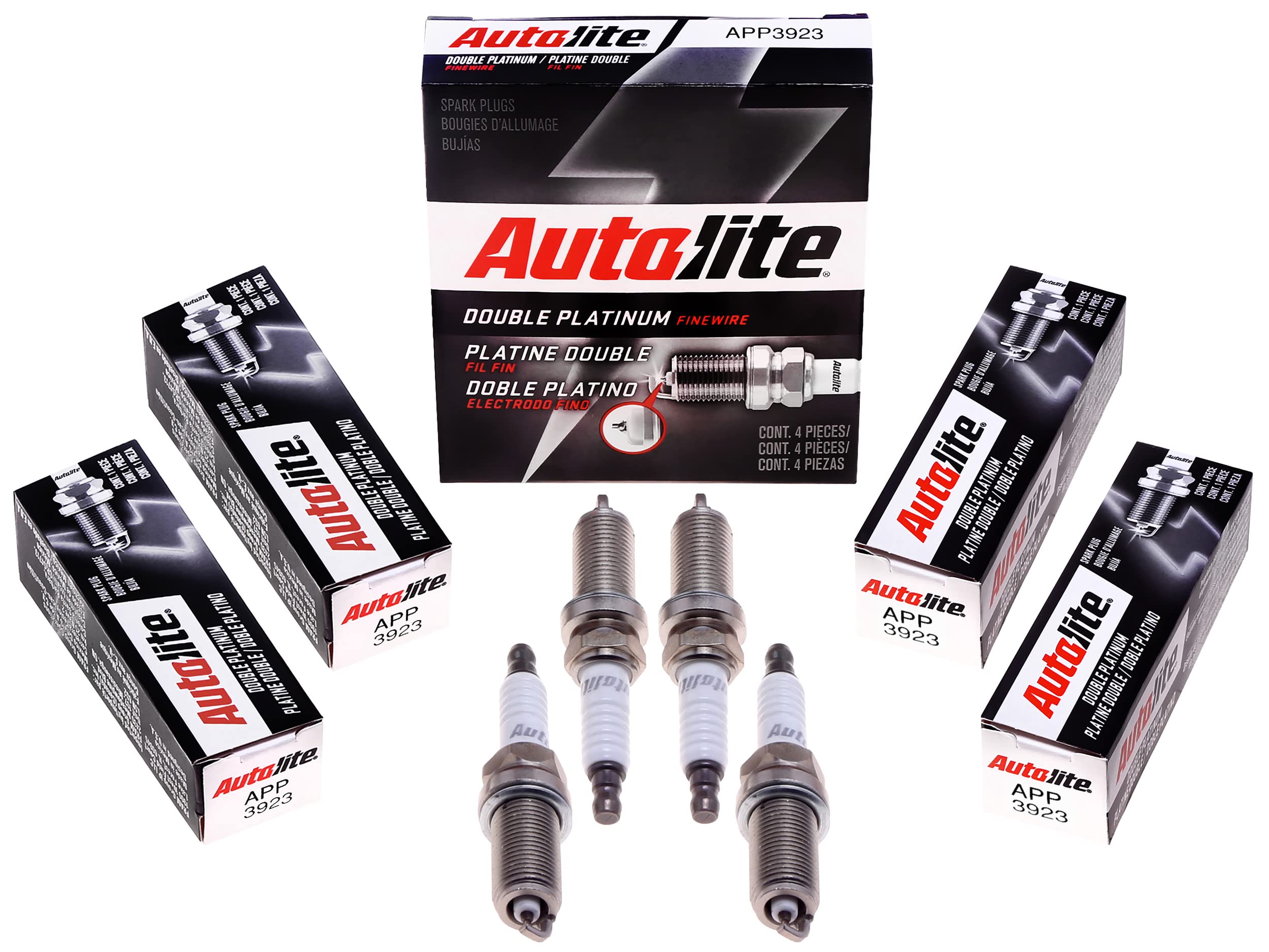Autolite App3923 Double Platinum Automotive Replacement Spark Plugs (4 Pack)
