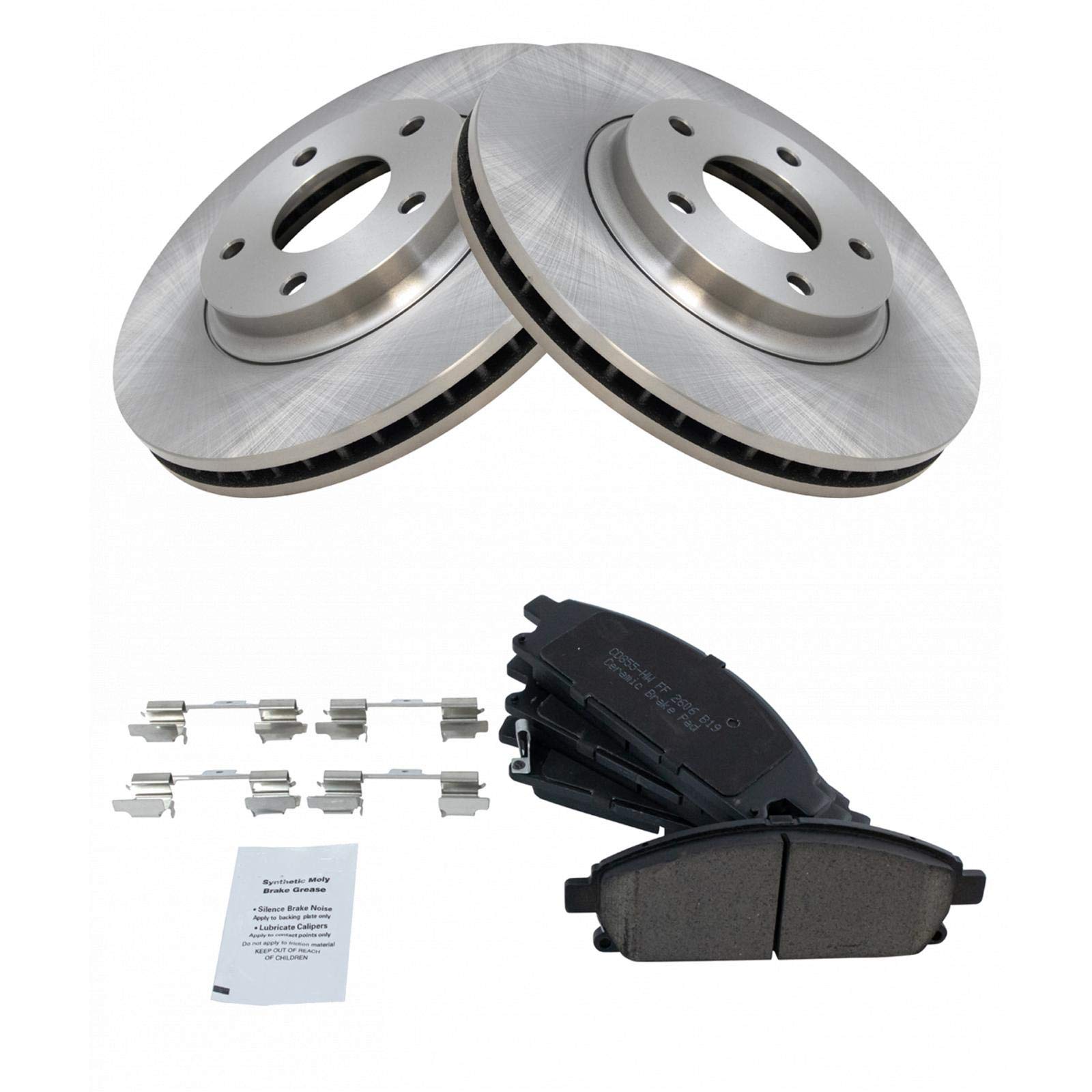 Trq Front Brake Pad & Rotor Kit Brake Pads Brake Rotor Ceramic Compatible With 2004-2009 Nissan Quest
