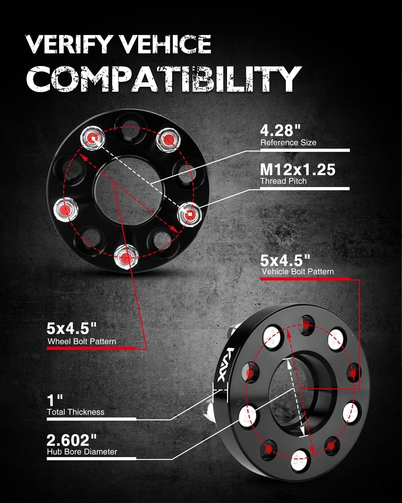 Kax 5X4.5 Wheel Spacers,Forged 5X114.3Mm 25Mm Hub Centric Wheel Spacer Adapters With M12X1.25 Studs66.1 Hub Bore,Fit For 300Zx Z