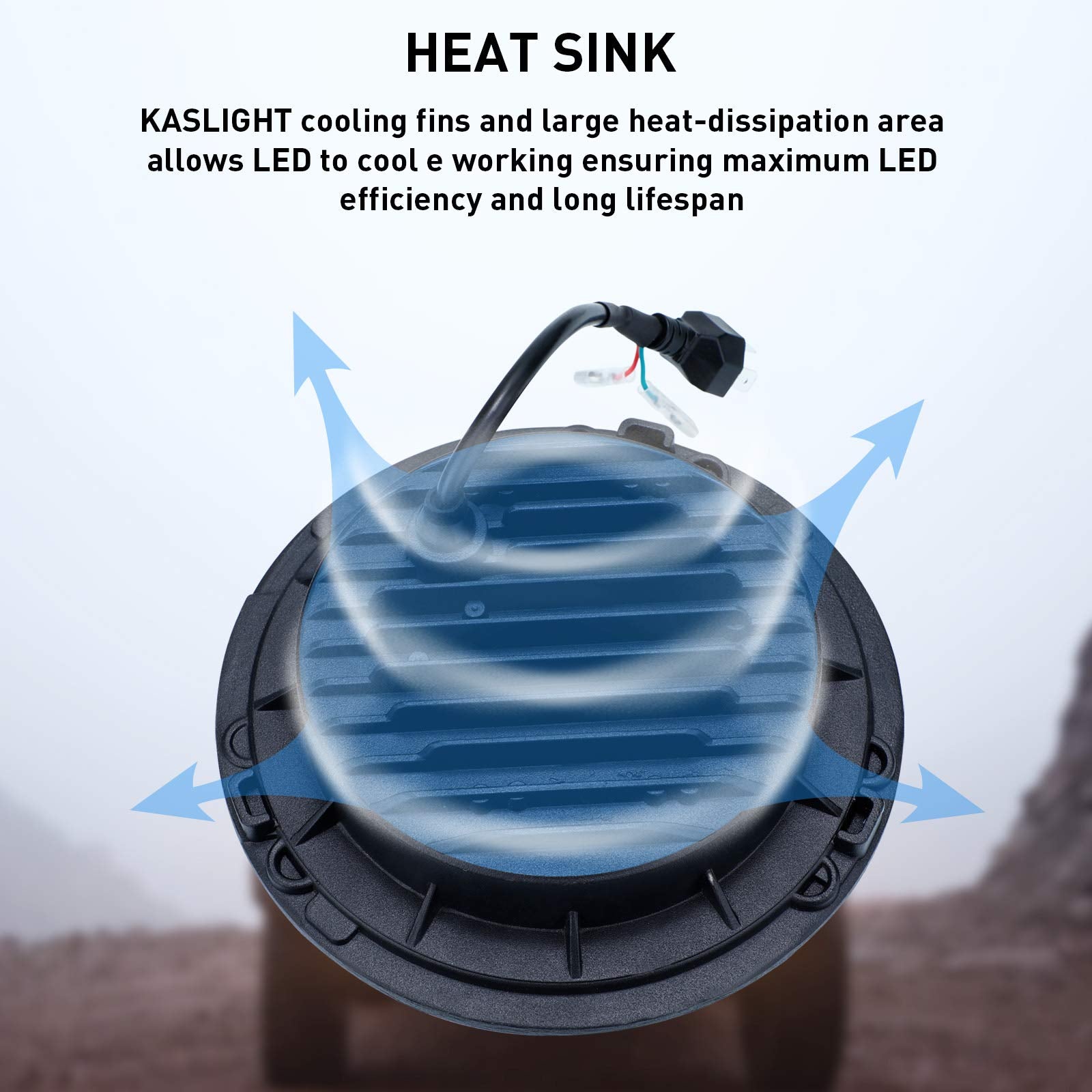 KASLIGHT 7 Inch Round LED Headlights H6024 Halo Headlights 7'' Black Headlamps High Low Sealed Beam H4-H13 Adapter Compatible wi