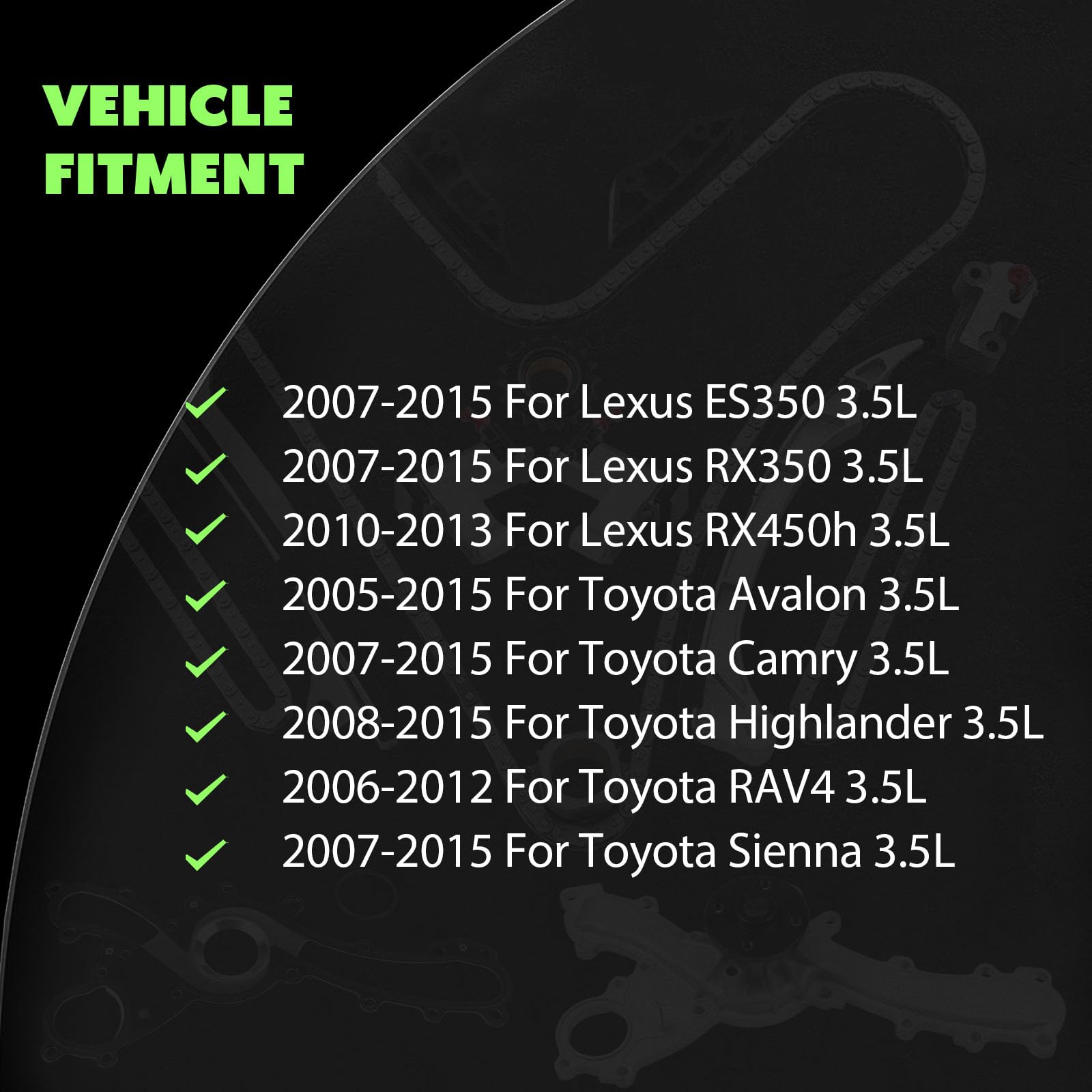 Scitoo Engine Timing Chain Kit With Water Pump - Tk2040 Aw6047 Fit For Lexus Es350 Rx350 Rx450H Highlander Sienna Avalon Camry R