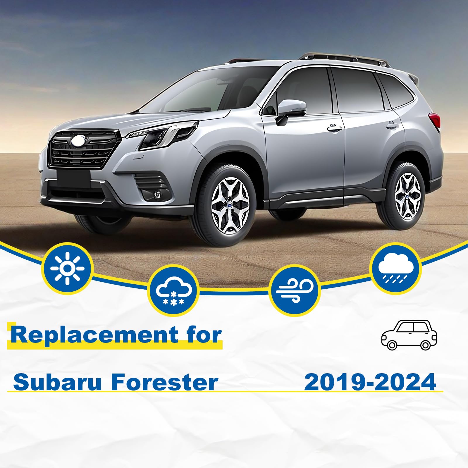 Hrsno 26''+17'' Windshield Wipers With 14'' Rear Wiper Blade Sets Automotive Replacement For Subaru Forester 2019-2024,Easy For