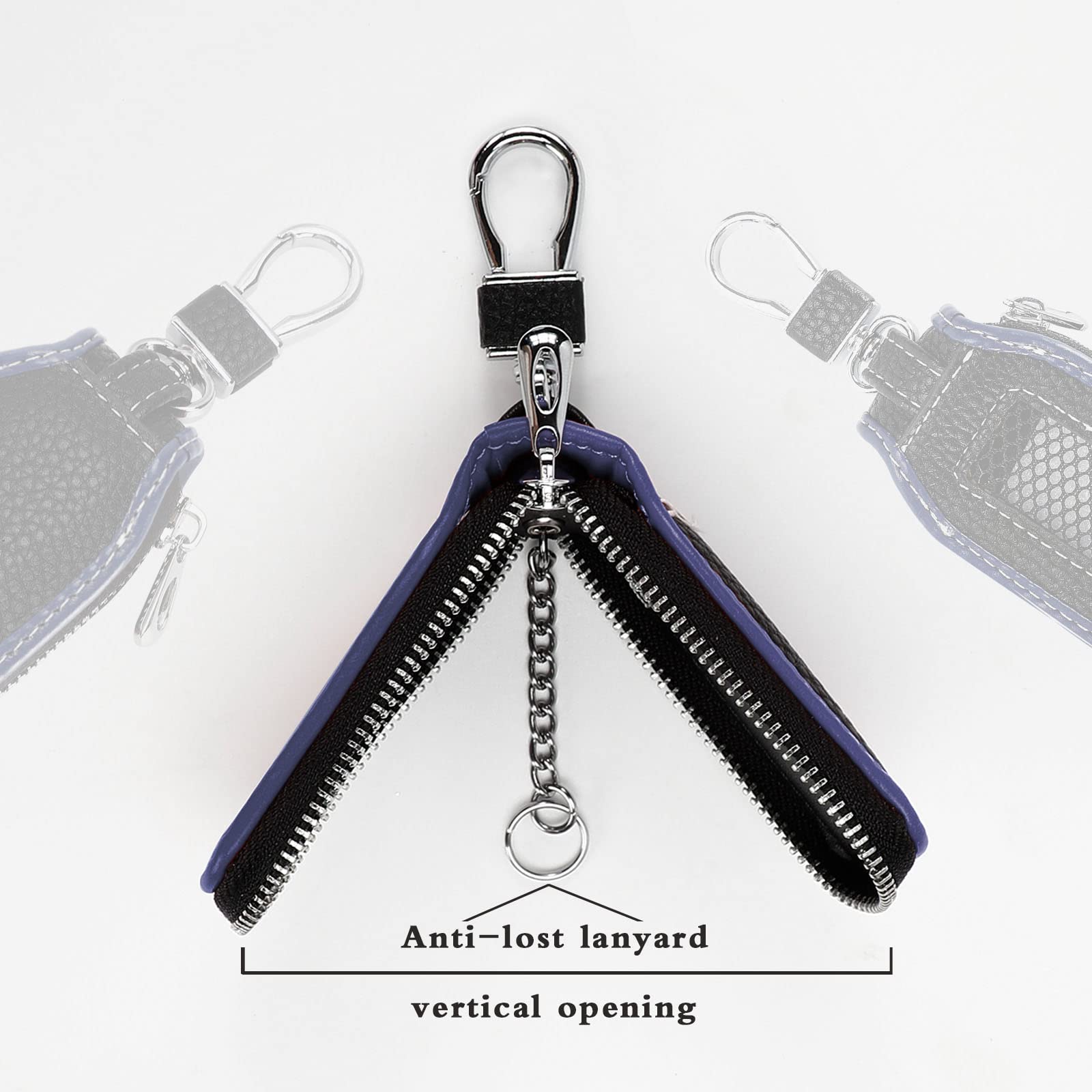 Syihah 2 Pieces Leather Car Key Chain Case Holder Car Key Case Key Fob Protector Car Key Fob Cover Case (Violet)