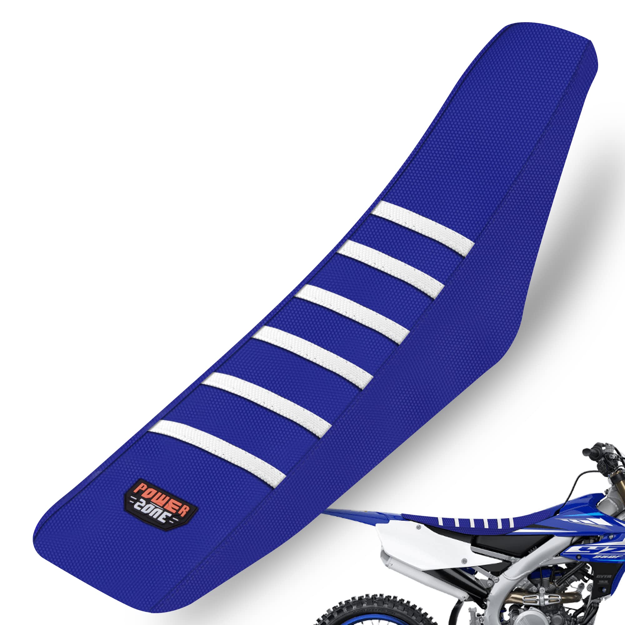 Fewfuss Dirt Bike Seat Cover - White Stripe Universial Seat Cover For Dirt Bike - Motorcycle Motorcross Enduro Seat Covers (Blue