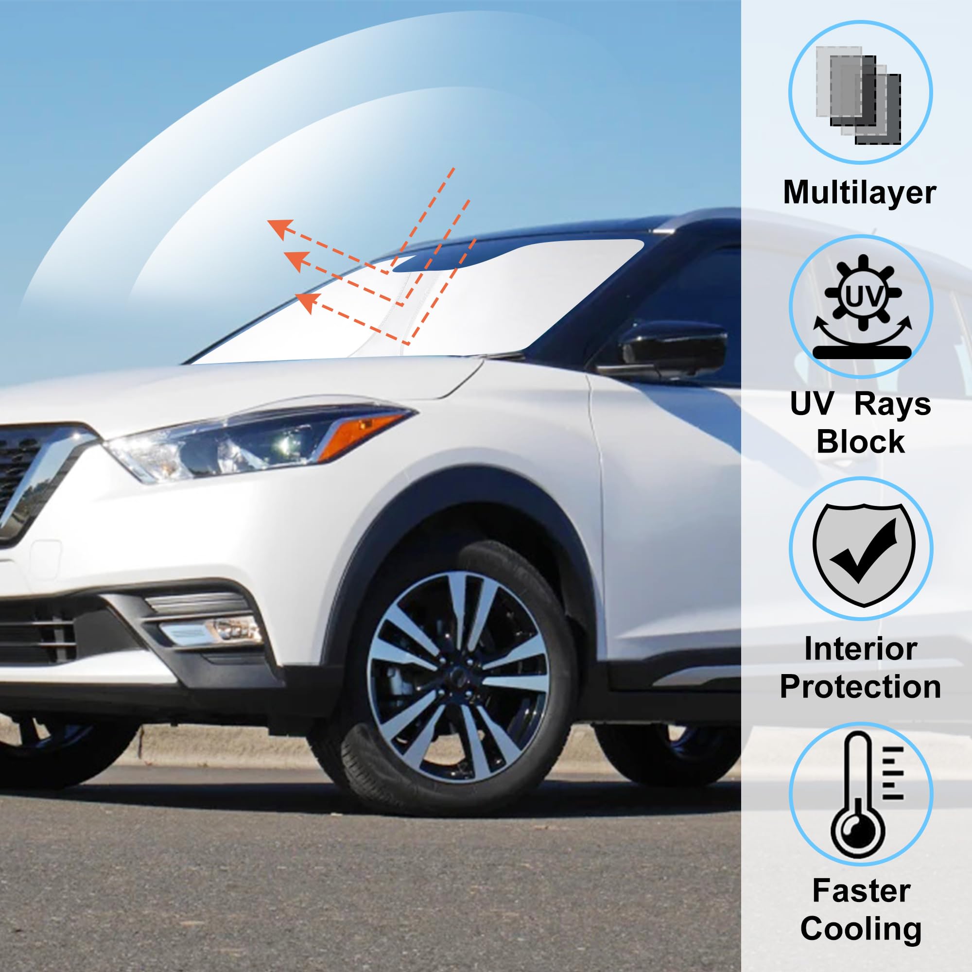 Windshield Sun Shade Custom Fit 2018 2019 2020 2021 2022 2023 2024 Nissan Kicks S Sv Sr Crossover Accessories Front Sunshade Sun