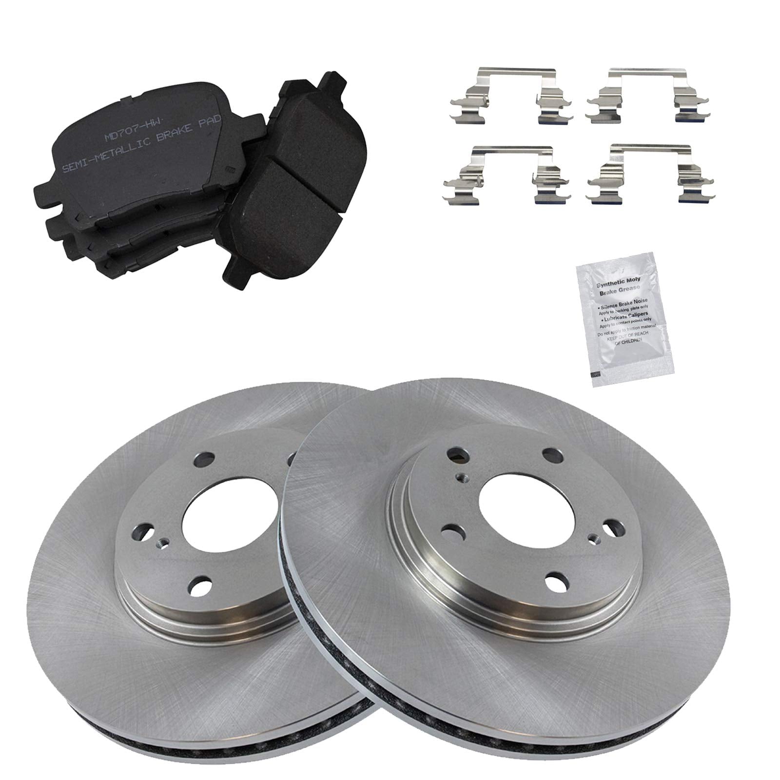 Trq Front Brake Pad & Rotor Kit Brake Pads Brake Rotor Semi-Metallic Compatible With 1999-2001 Lexus Rx300