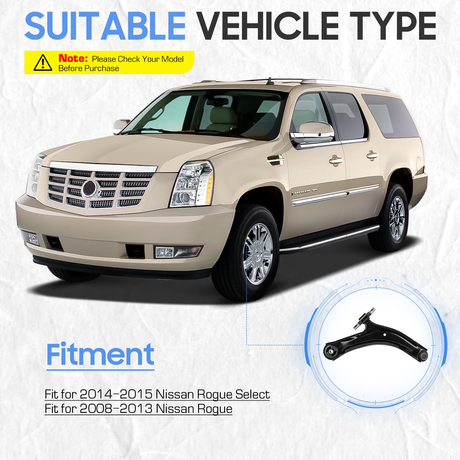 Front Lower Control Arms w/Ball Joints for 2008-2013 Nissan Rogue 2.5L, 2014-2015 Nissan Rogue Select 2.5L (2pc)