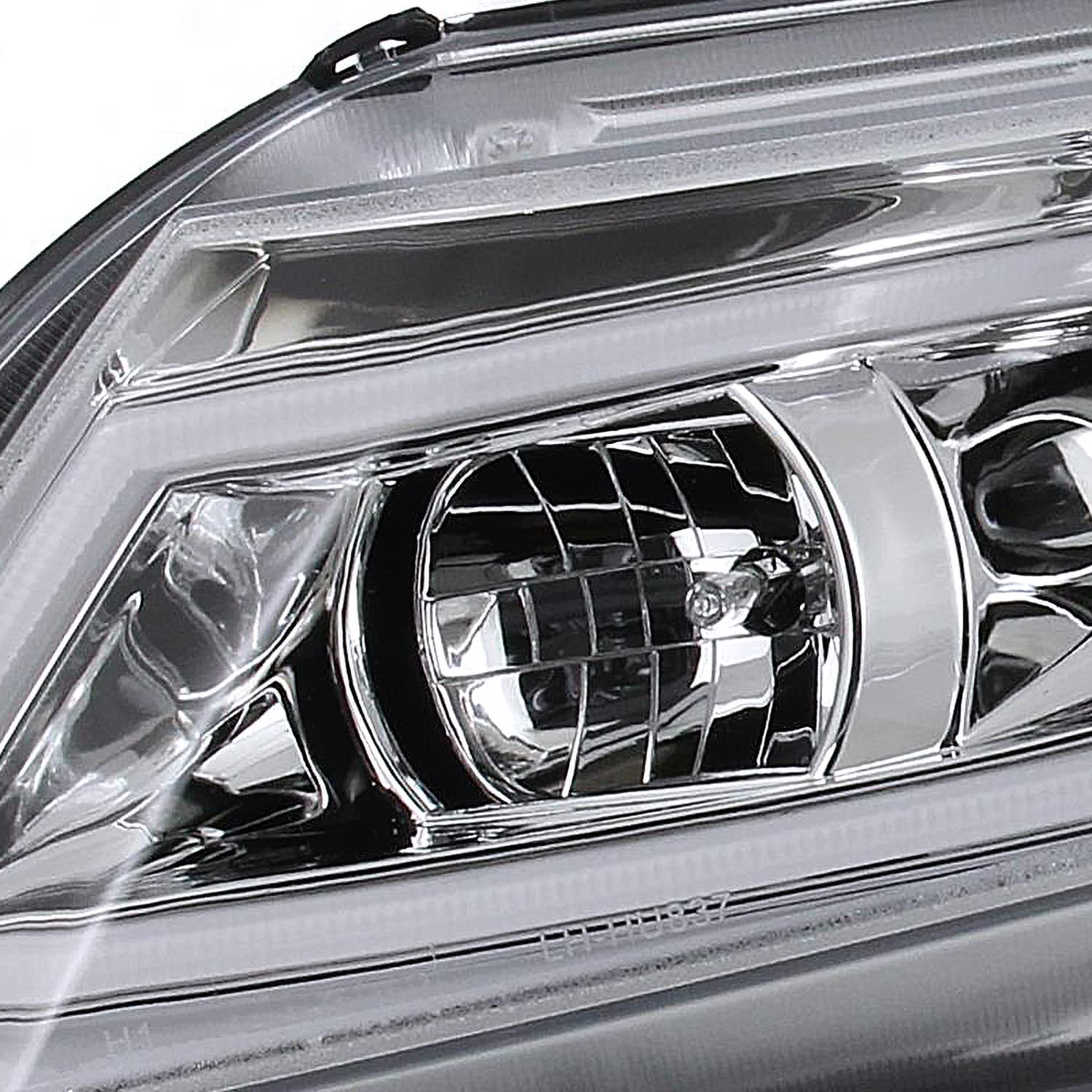 Spec-D Tuning Chrome Housing Clear Lens Projector Headlights W/New Led Light Bar Compatible With 2012-2015 Honda Civic 4Dr Sedan, 2012-2013 Honda Civic 2Dr Coupe Left + Right Pair Headlamps Assembly