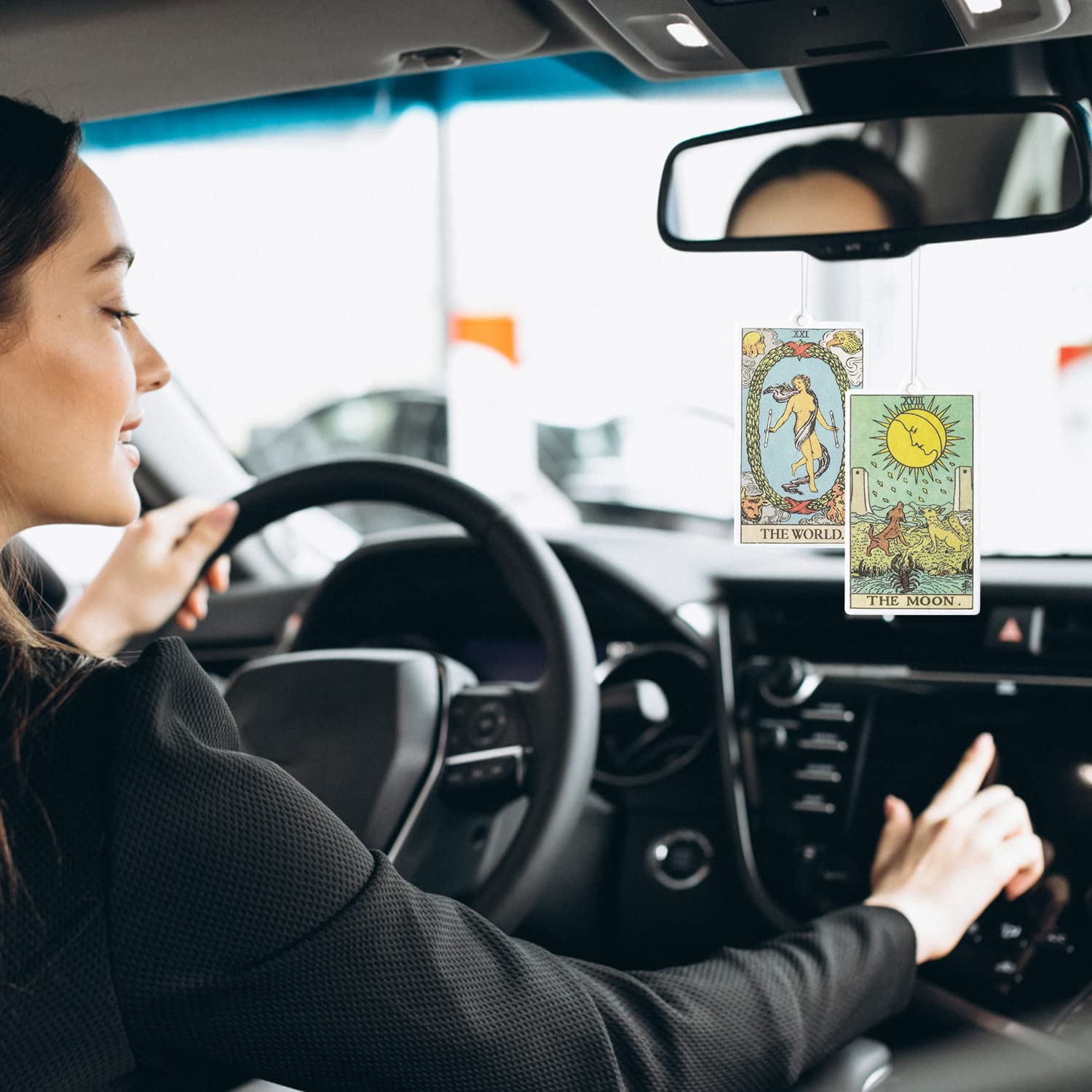 L1Rabe 4Pcs Hanging Air Freshener Fragrance Scented Cards, Tarot Cards Theme Car Aromatherapy Tablets For Car Bedroom Wardrobe S