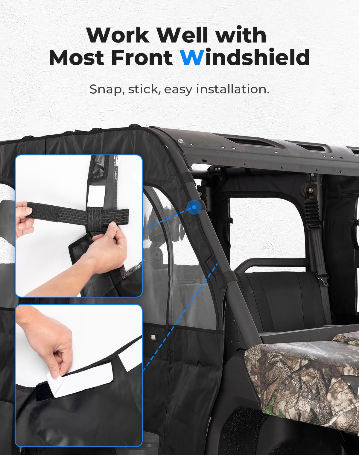 KEMIMOTO Zipper Soft Doors, UTV Cab Enclosure Water-Resistant Compatible with CFMOTO Uforce 1000 XL Accessories