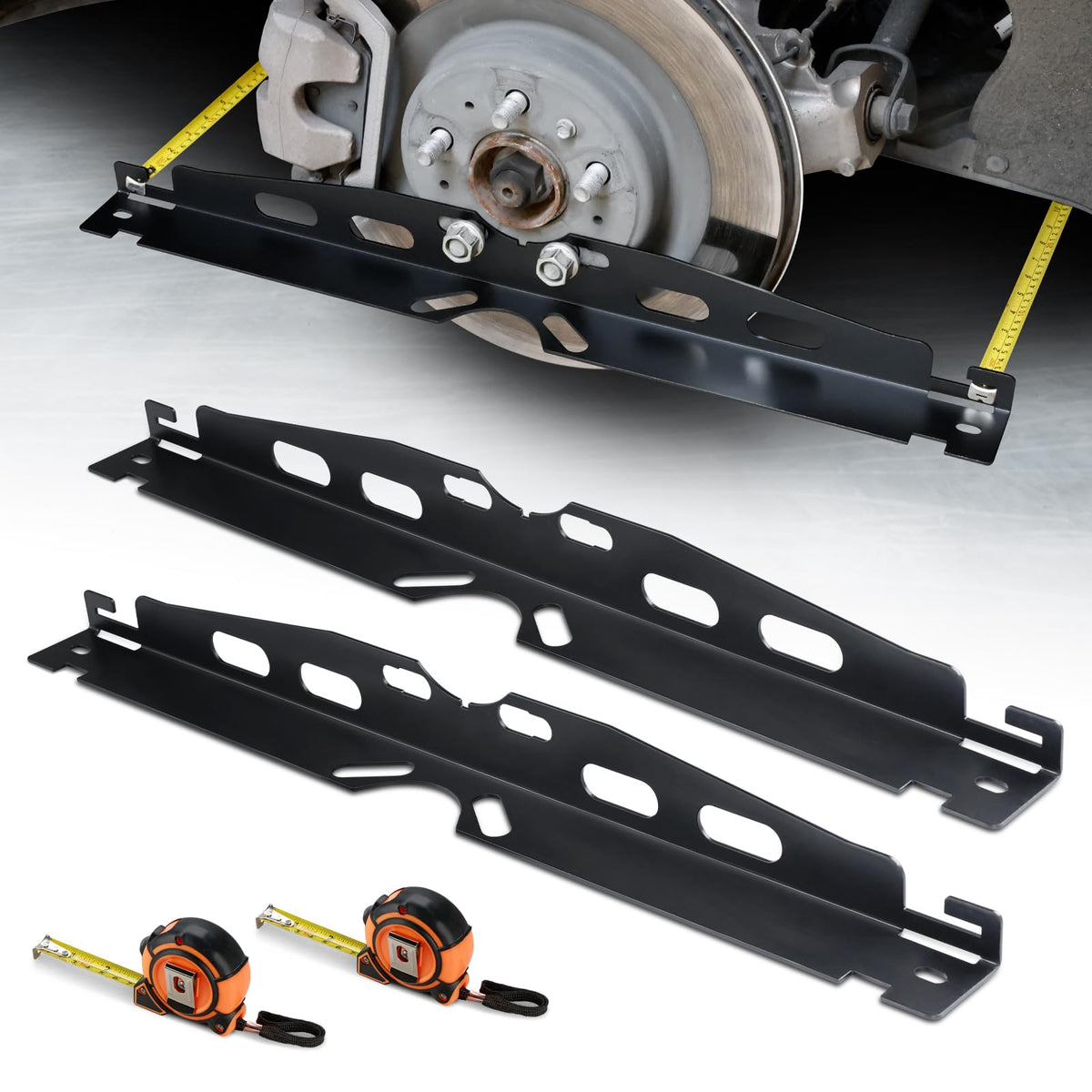 SKYJDM 2-Pack Wheel Alignment Plates Tool Kit with Measuring Tapes, Car Toe Plates Wheel Alignment Tool for Car Truck SUV, Black
