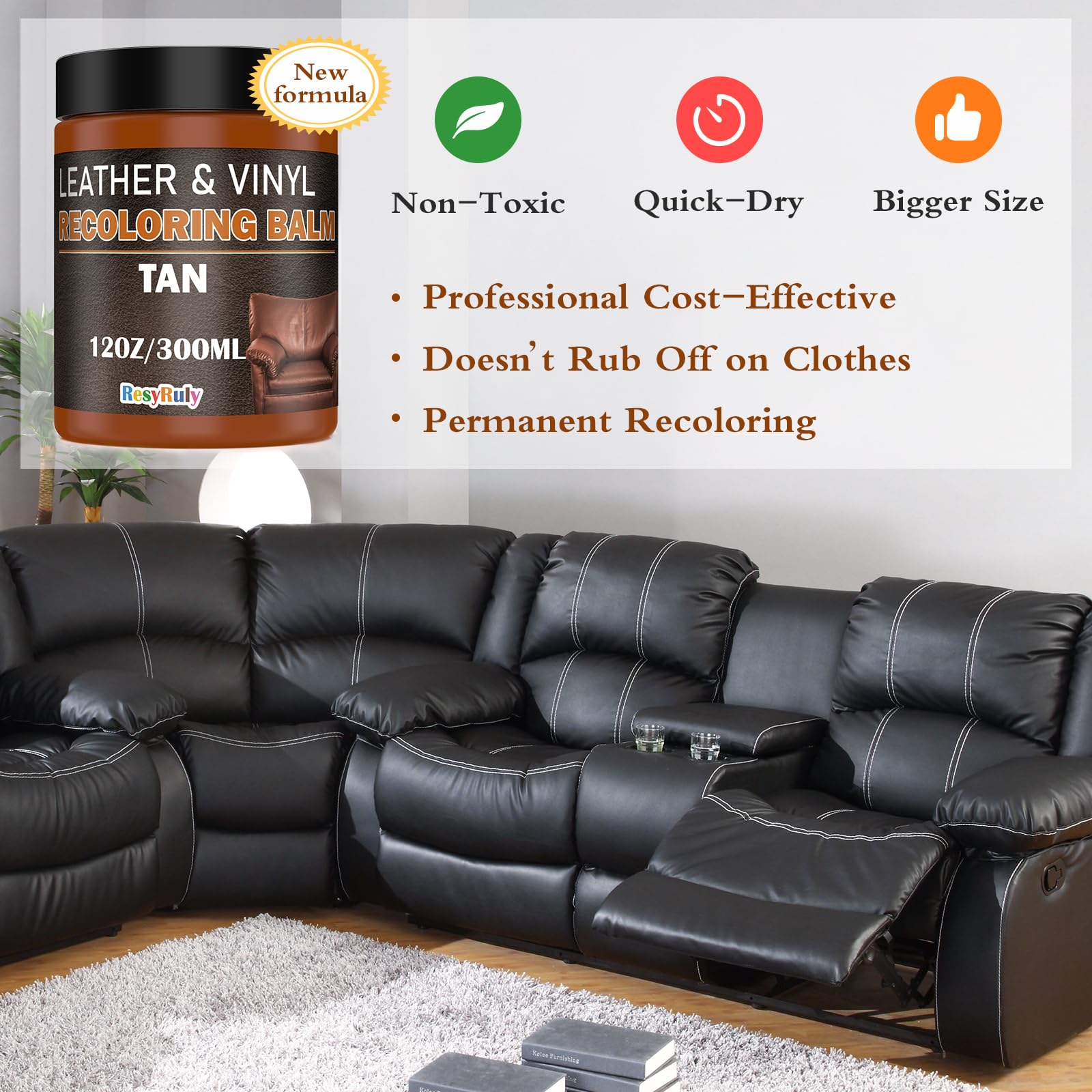 Saddle Tan Leather Dye Light Brown Recoloring Balm Repair Kit Vinyl Car Seat Interior Paint Furniture Couch Recliner Chair Boot