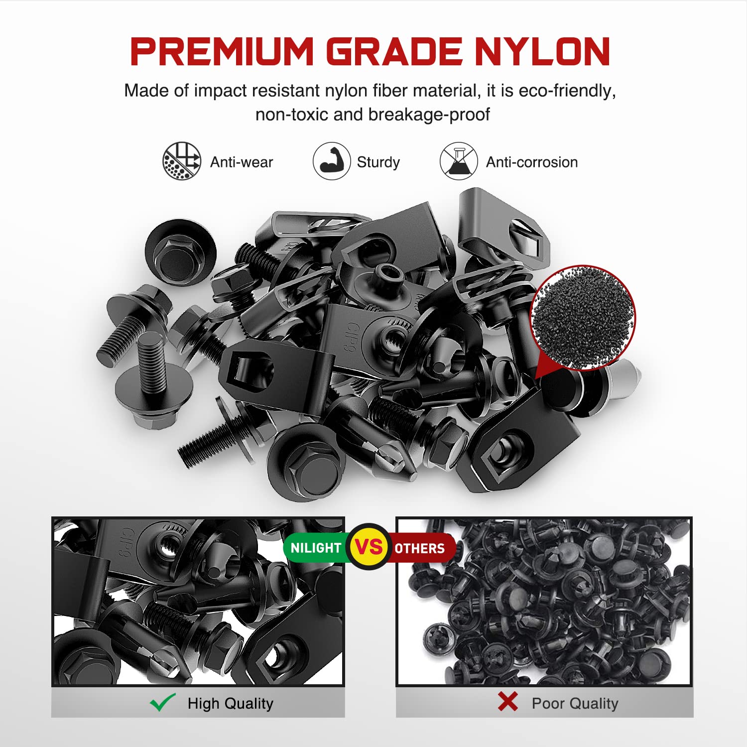 Nilight 70Pcs Engine Under Cover Splash Shield Guard Body Bolts Bumper Fender Liner Push Retainer Fastener Rivet Clips For Infin