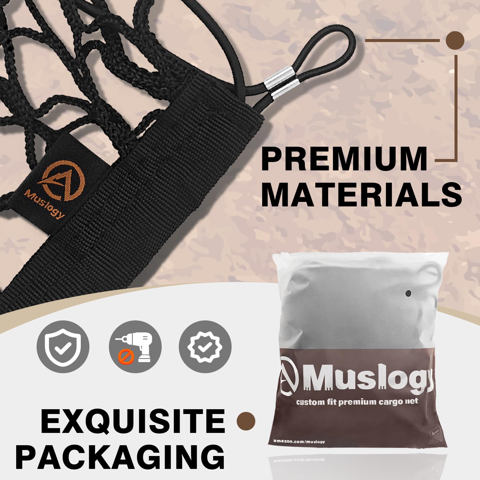 Muslogy Truck Bed Cargo Net Compatible With Nissan Titan 2017-2025 Accessories Storage Organizer Pickup Truck Bed Envelope Style