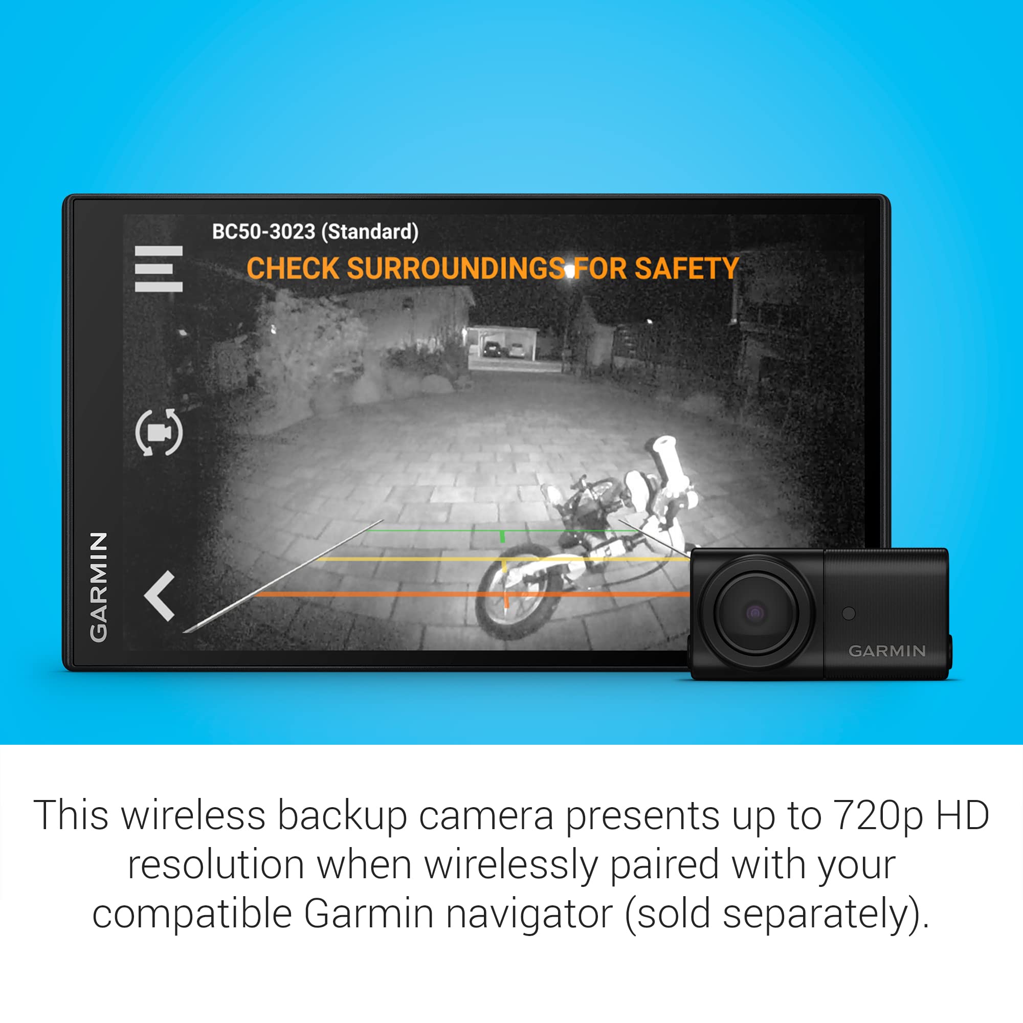 Garmin Bc 50 With Night Vision - Wireless Backup Camera, Nightglo Illumination, Infrared, Hd Resolution, 160-Degree Lens, Weathe