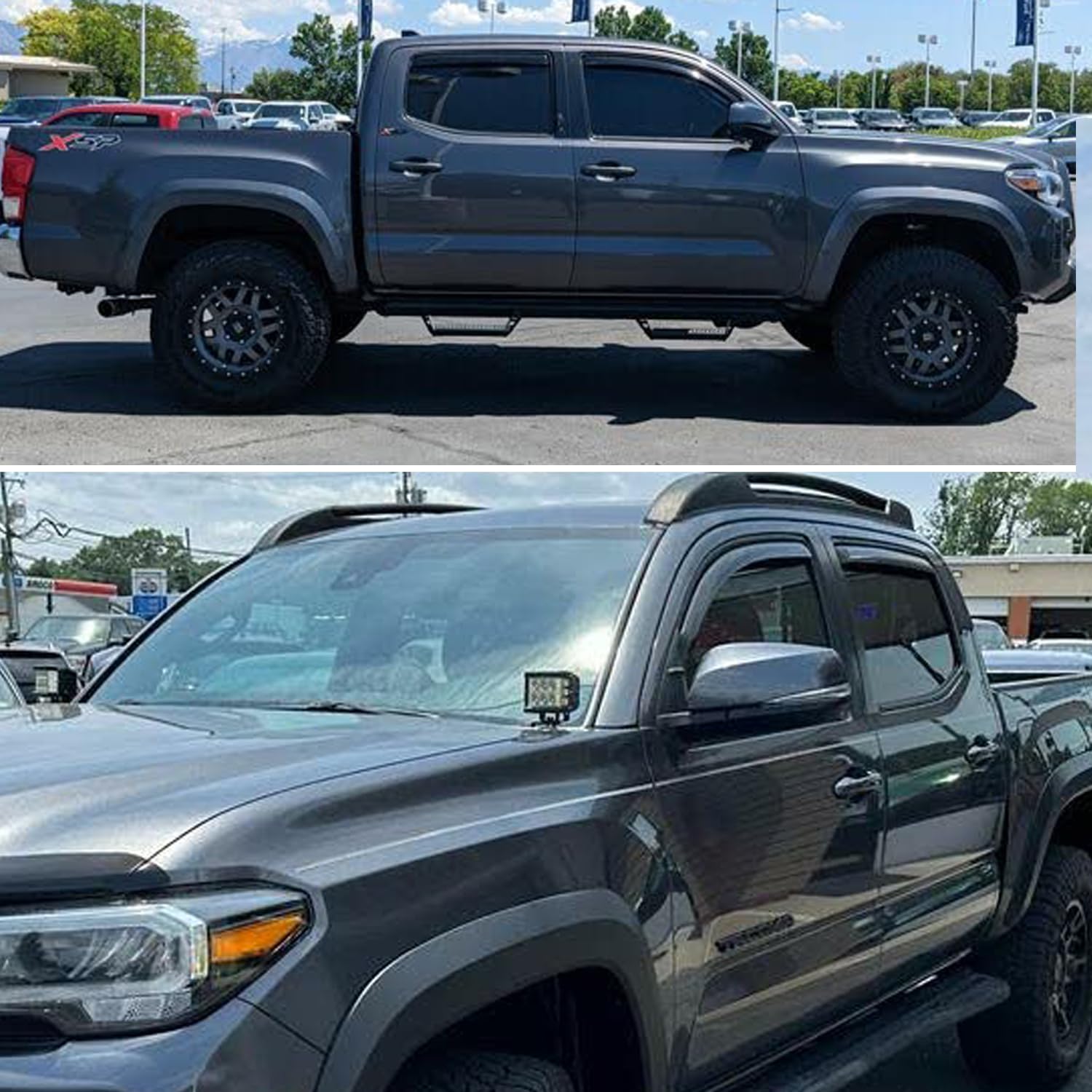 Side Car Window Deflectors For 2016-2023 Toyota Tacoma Rain Guards Window Visor Shades, With Crew/Double Cab, Truck Accessories