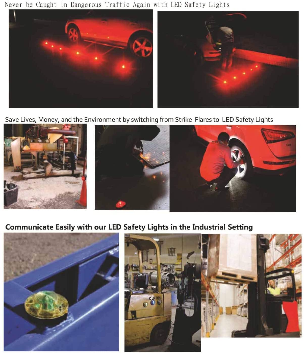 Ahoufher 3 Pack Led Road Flares Roadside Flashing Emergency Lights Beacon Luminous With Magnetic Base For Vehicle And Outdoor Sp