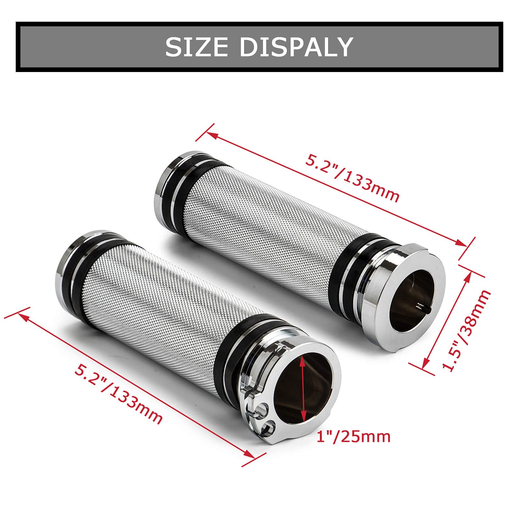 Motorcycle 1' Inch Hand Grips 25Mm Handlebar Grips Universal For Sportster Fatboy Dyna Softail Vrod Cafer Chopper Bobber Custom Touring Road King Electra Glide Street Bob Night Train Xl Xr Chrome