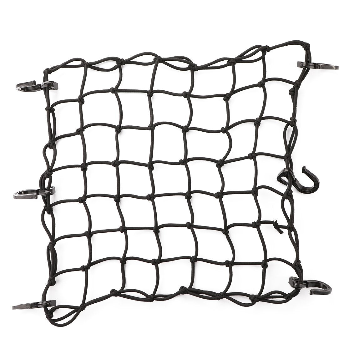 Czc Auto 15''X15'' Black Latex Bungee Cargo Net Stretch To 30''X30'' Gear Helmet Luggage Netting With 2''X2'' Small Mesh 6 Adjus