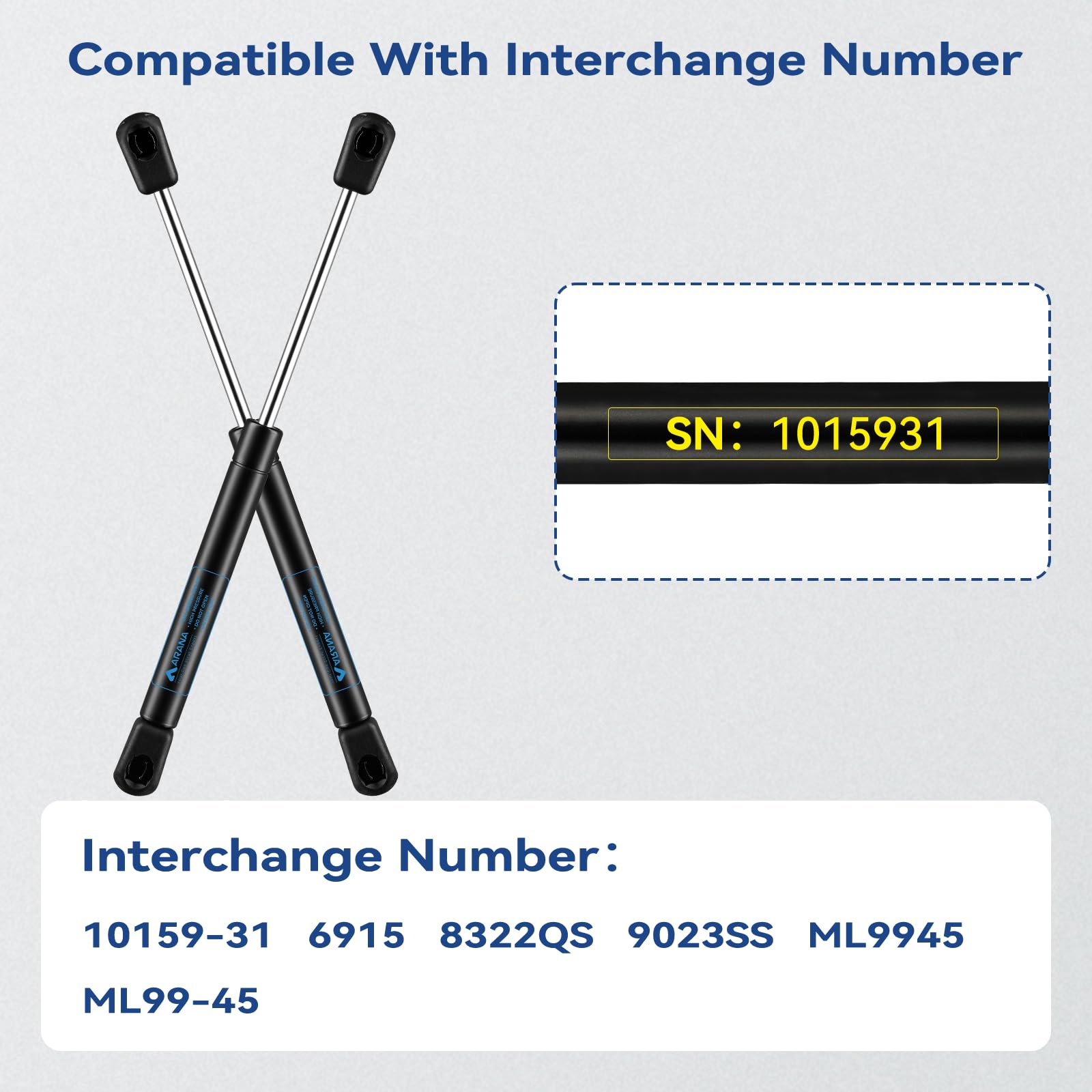 Arana 1015931 10 '' 45Lb Gas Struts Spring Shocks 10 Inch Lift Support For The Truck Tool Box Pickup Toolbox Lids Boat Rod Locke