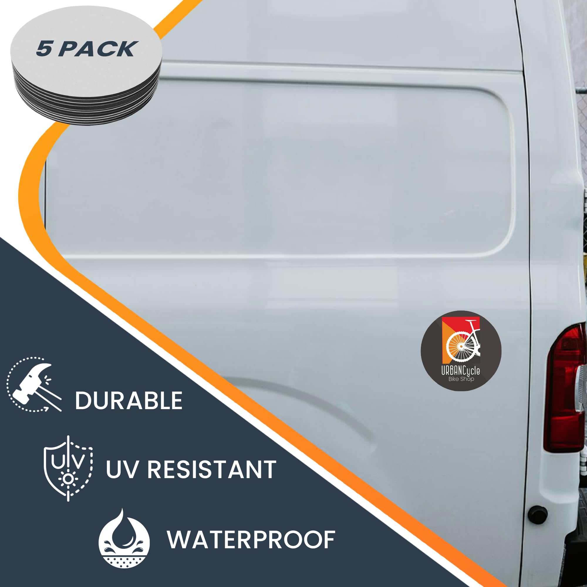 Magnet Me Up Customizable 30 Mil Round Magnet- 5   , 5 Pk Weatherproof Car Magnet For Businesses, Sports Teams, Fundraisers & Pe