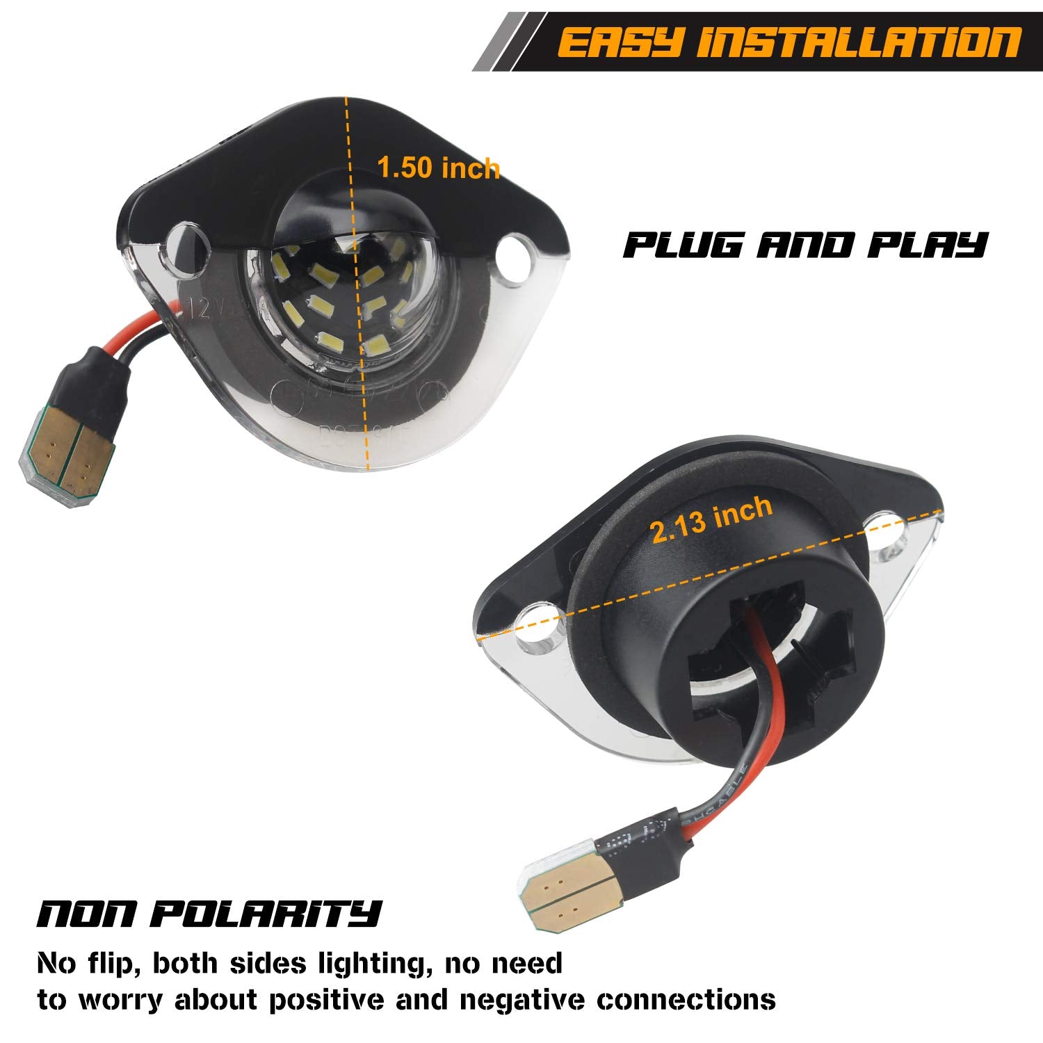 Ruxifey License Plate Light Replacement Compatible With 1994-2004 Ford Mustang Pickup Truck, 6000K White, Pack Of 2