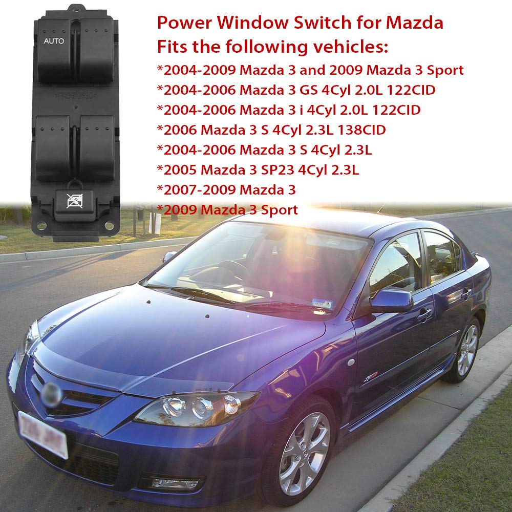 Power Window Switch For 2004-2009 Mazda 3, 2009 Mazda 3 Sport.Master Power Window Switch Front Left Driver Side Bn8F66350A,Bn8F66350