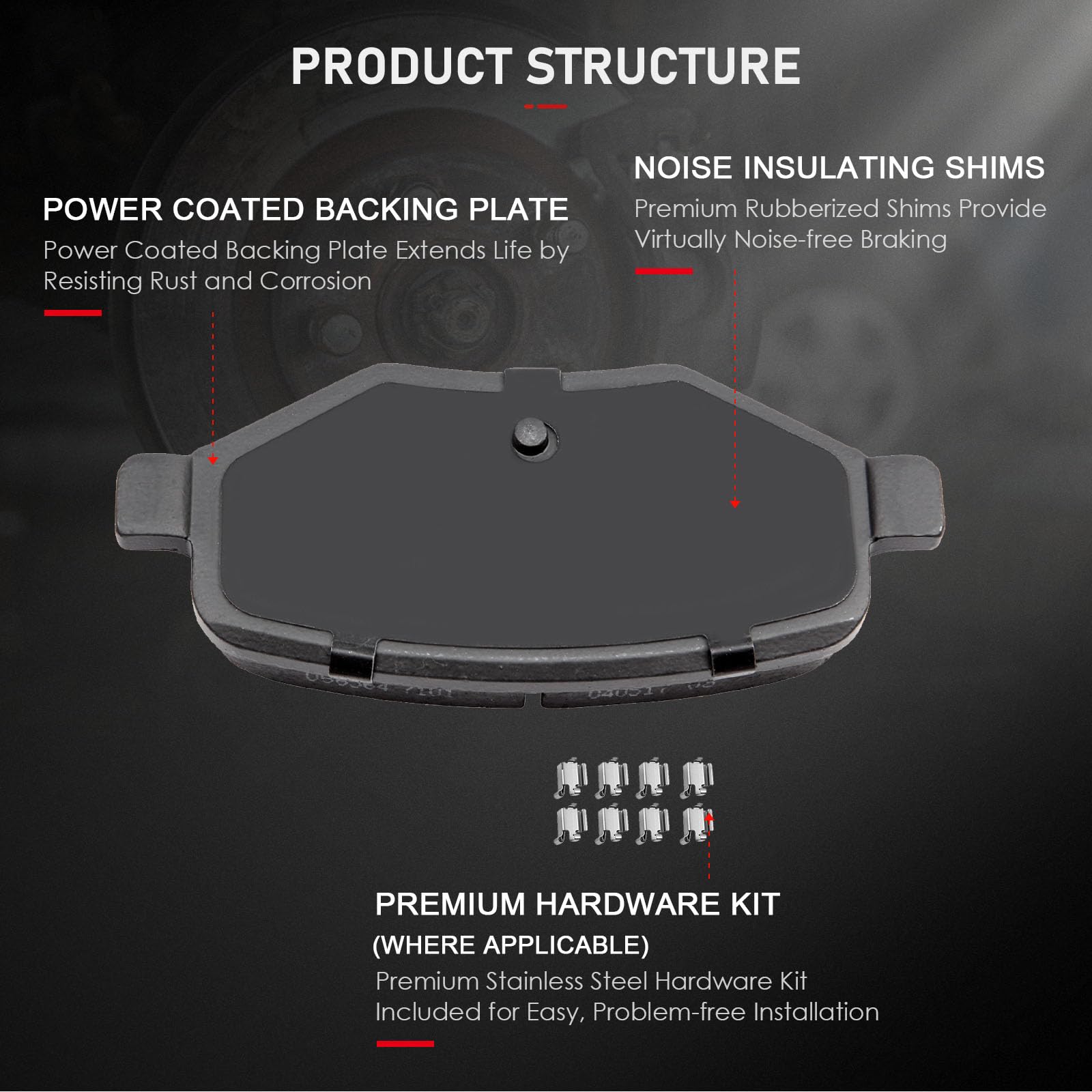 Cciyu D1377 Rear Ceramic Disc Brake Pads Kit - 4Pcs For Ford Edge 11-15, Explorer 11-19, Flex 09-17, Taurus 10-18, Lincoln Mks 0