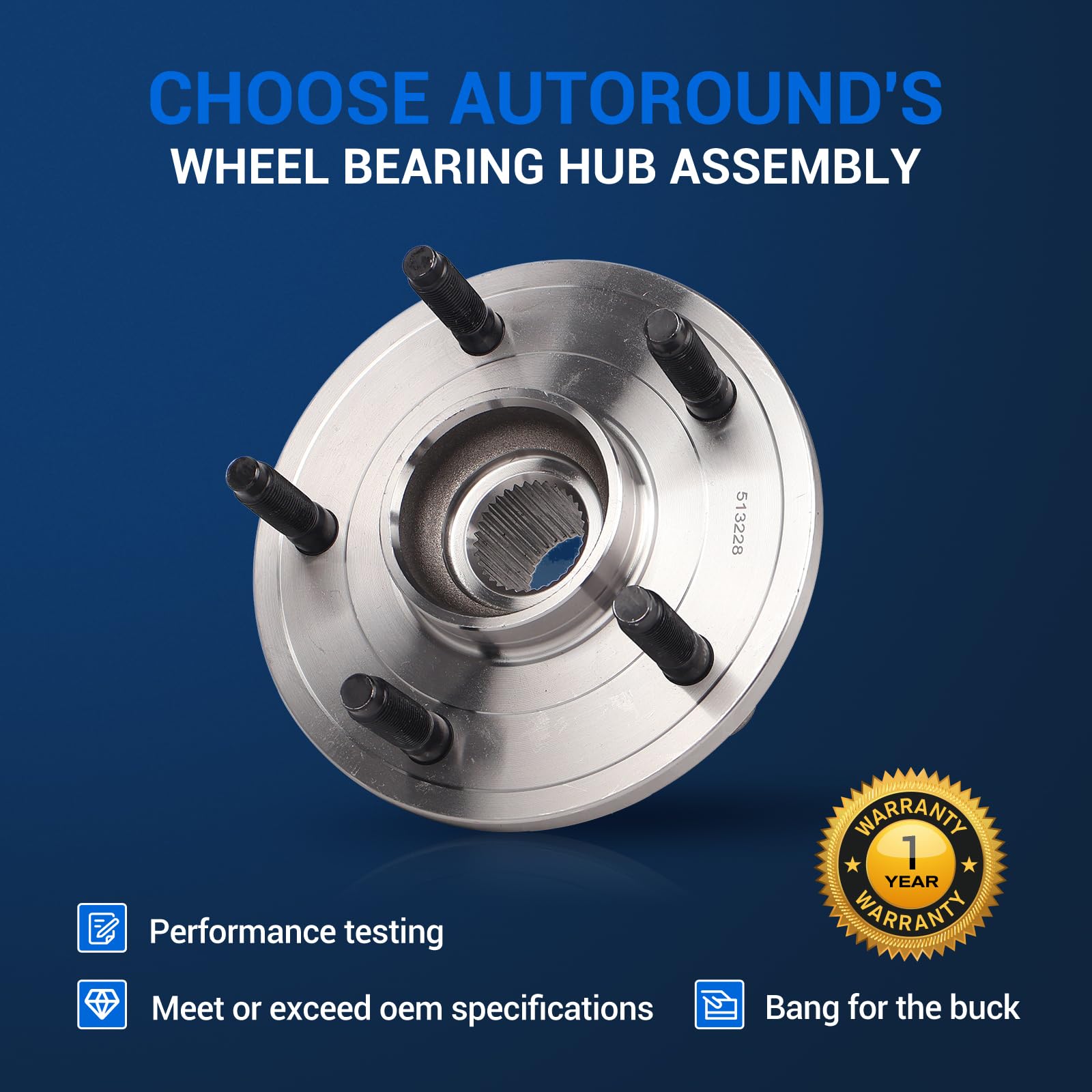 Autoround 513228 Front Wheel Hub and Bearing Assembly fit for Dodge Dakota 2005-2010, Mitsubishi Raider 2006-2009