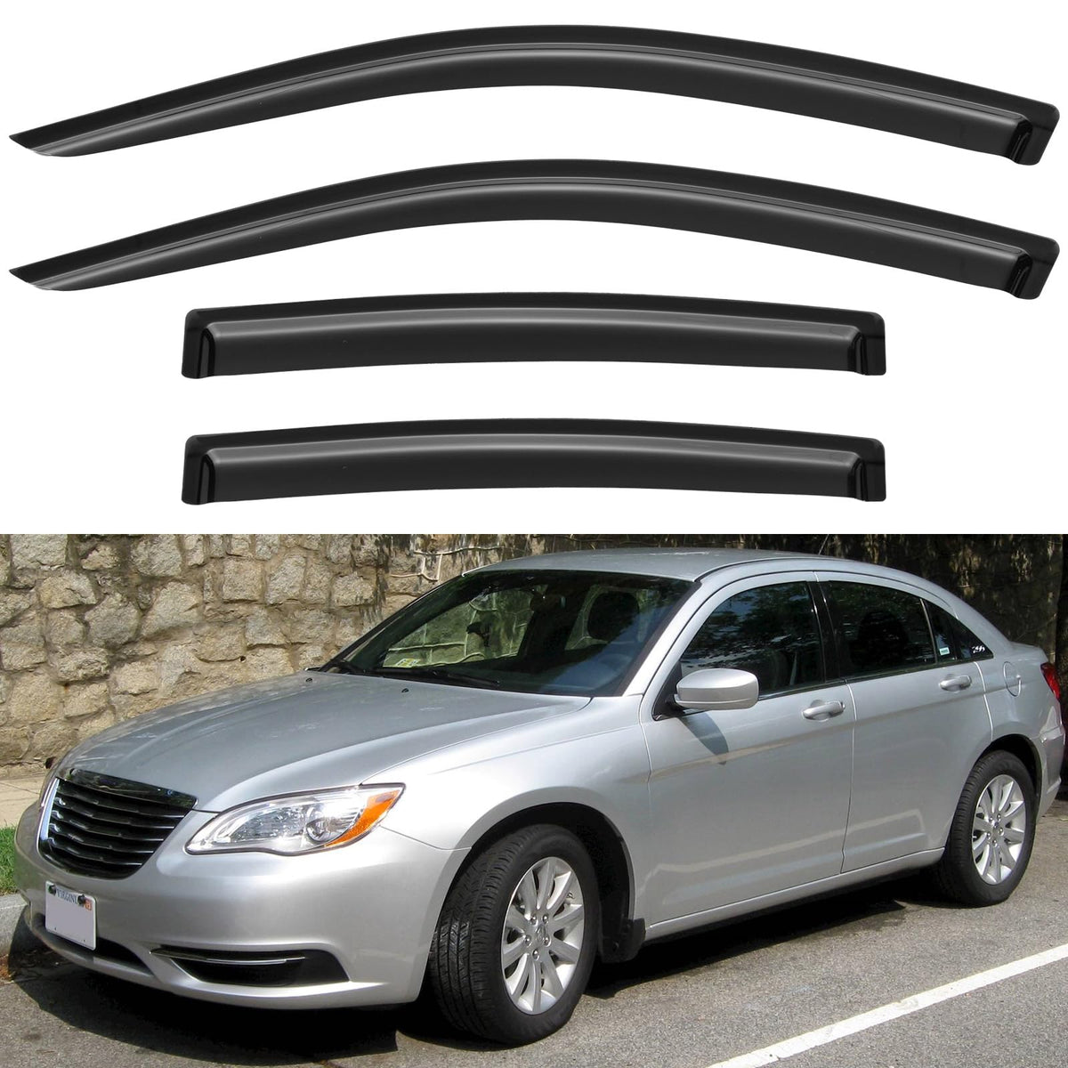 Window Visors Rain Guards for 2011 2012 2013 2014 Chrysler 200, Out-Channel Window Vent Wind Deflectors Visors Shades for 2007-2