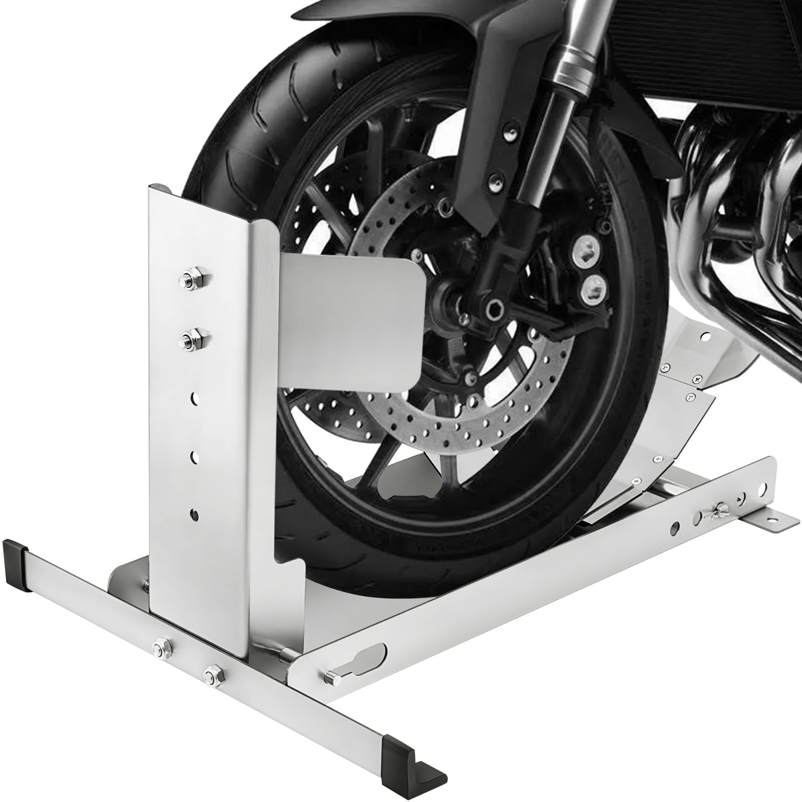 Cironbow Stainless Steel Motorcycle Wheel Chock Stand,Antirust Heavy Duty 3000Lb Load Capacity Motorcycle/Trailer Garage Wheel S