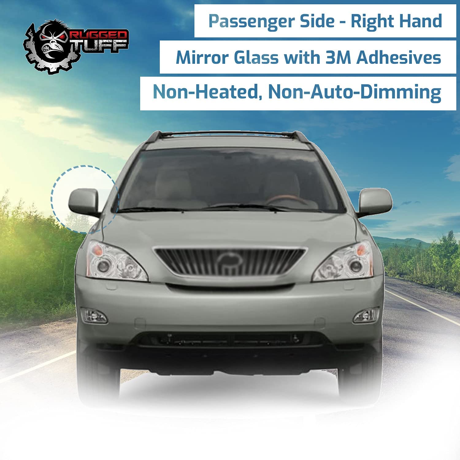 Exactafit 8129R Passenger Side Mirror Glass Replacement Repair Compatible With 2004-2006 Lexus Rx330, 2007-2009 Rx350, 2006-2008 Rx400H