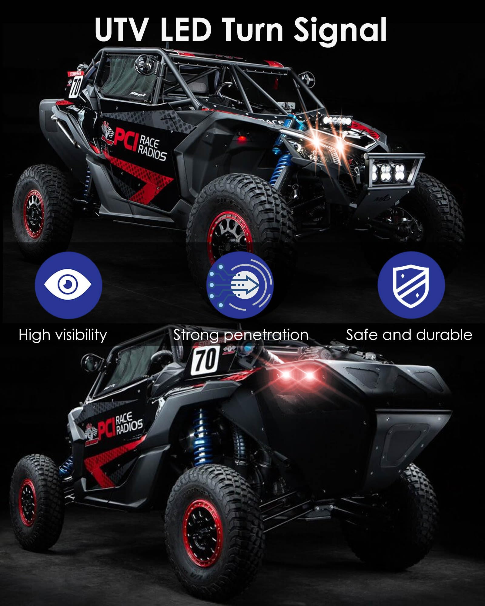 Universal ATV UTV SXS Turn Signal Set, Street Legal Kit with 110DB Horn Reverse Light Rocker Switch Flasher Relay Fuse Wire Fits