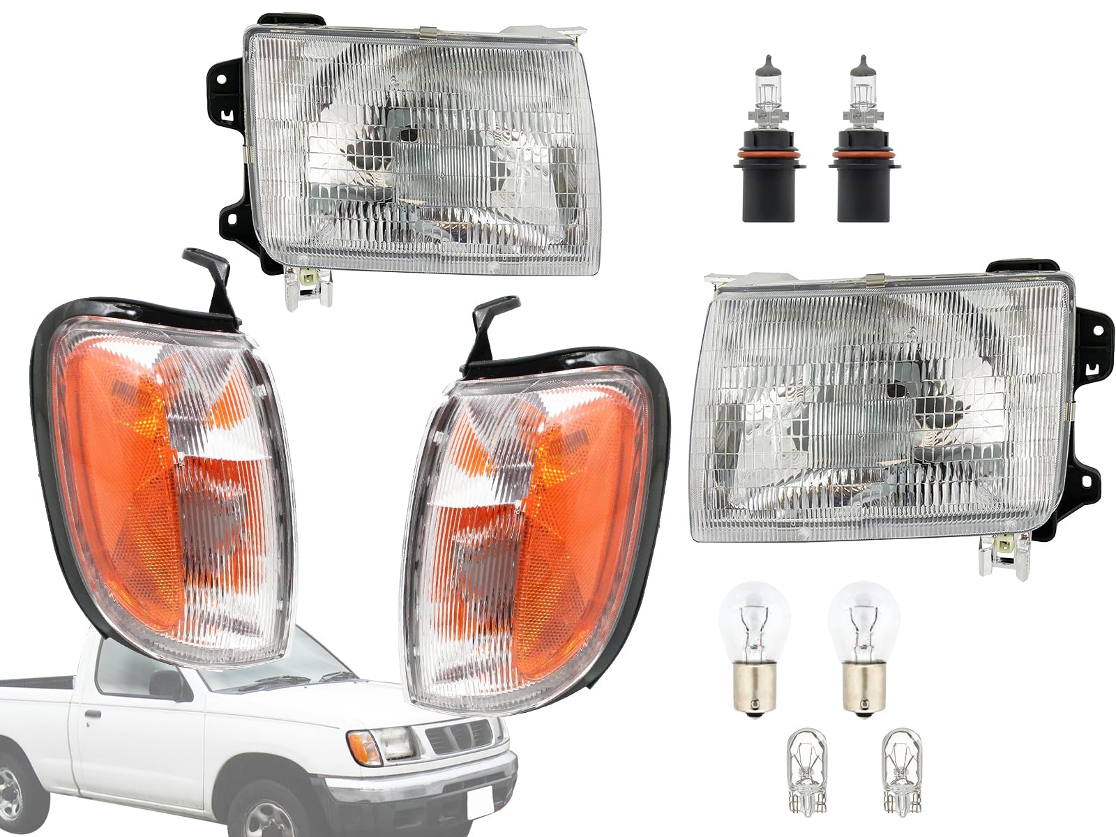 Auto Parts Avenue APA Replacement Combo Set of Headlight Corner Turn Signal Light for 1998 1999 2000 Frontier 2000 2001 Xterra S