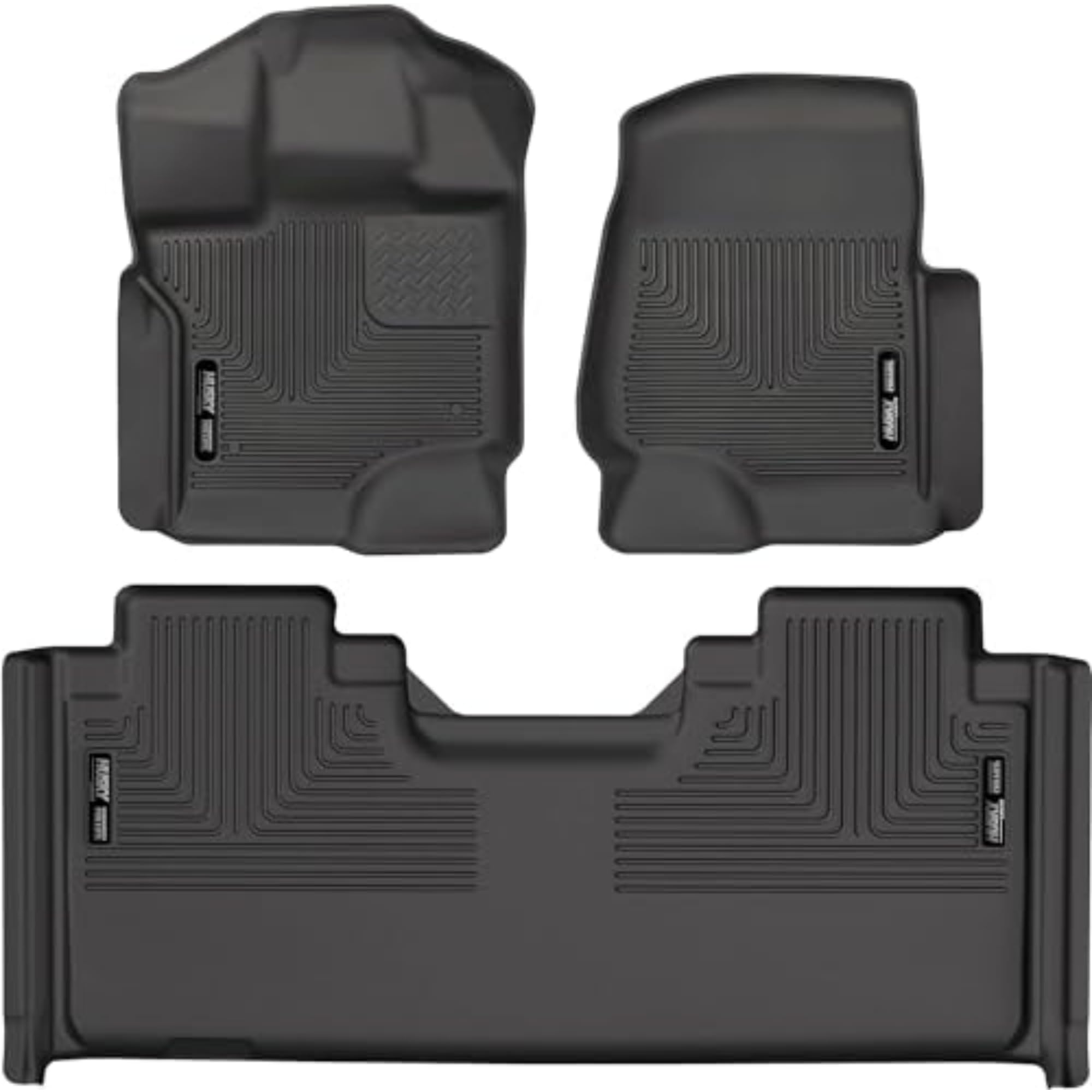 Husky Liners Weatherbeater Floor Mats | Fits 2015 - 2024 Ford F-150 Supercab | Front & 2Nd Row, 3-Pc Black - 94051