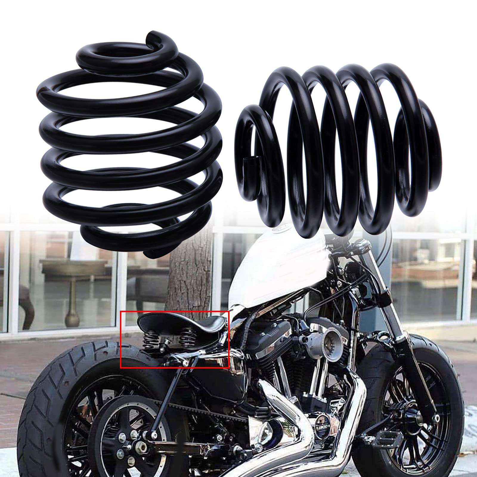 2 Inch Black Motorcycle Barrel Coiled Solo Seat Spring Bracket Hardware Mount Kit For Bobber Chopper Custom