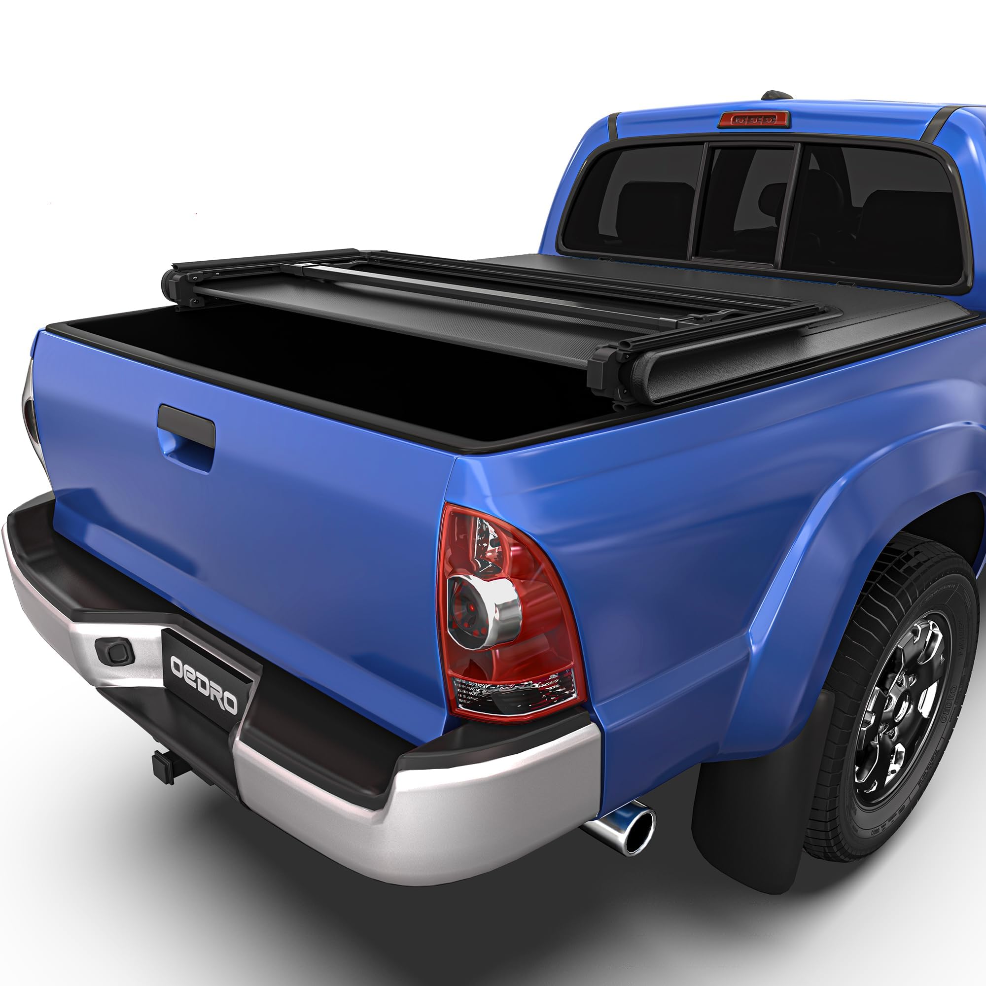 Oedro Soft Tri-Fold Truck Bed Tonneau Cover Compatible With 2005-2015 Toyota Tacoma With 5Ft Bed, Fleetside With Track Rail Syst