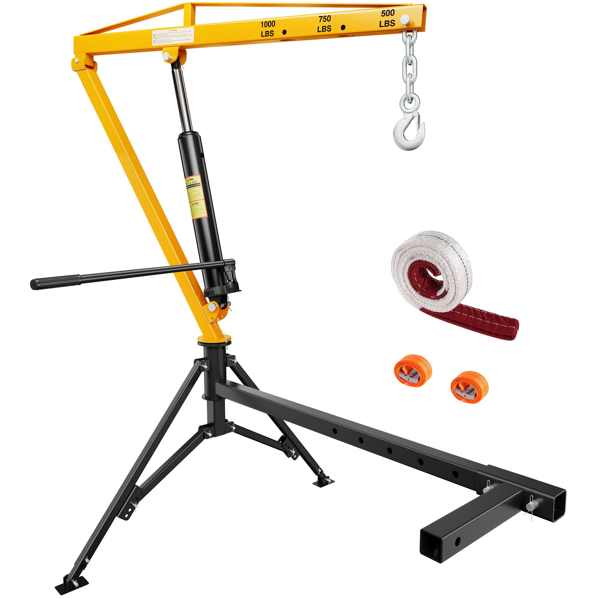 CAMMOO 1000lbs Receiver Hitch Mounted Hydraulic 360 Swivel Truck Crane with 3 Boom Capacity Options: 500lbs, 750lbs, 1000lbs. Id