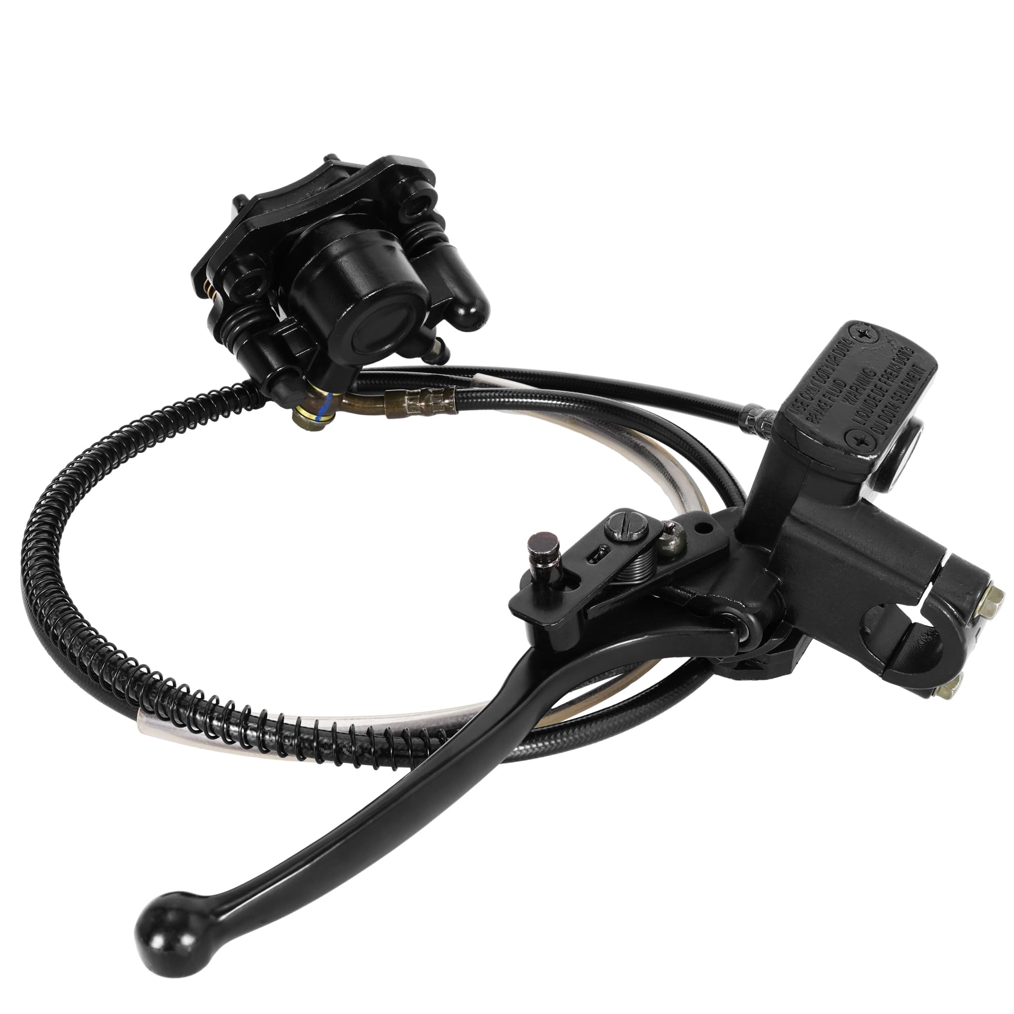 RUTU Brake Master Cylinder Caliper Left Hand Rear Mini Bike Brake Kit, 53'' Brake Hose Brake Pads 160mm Disc Brake, Compatible w