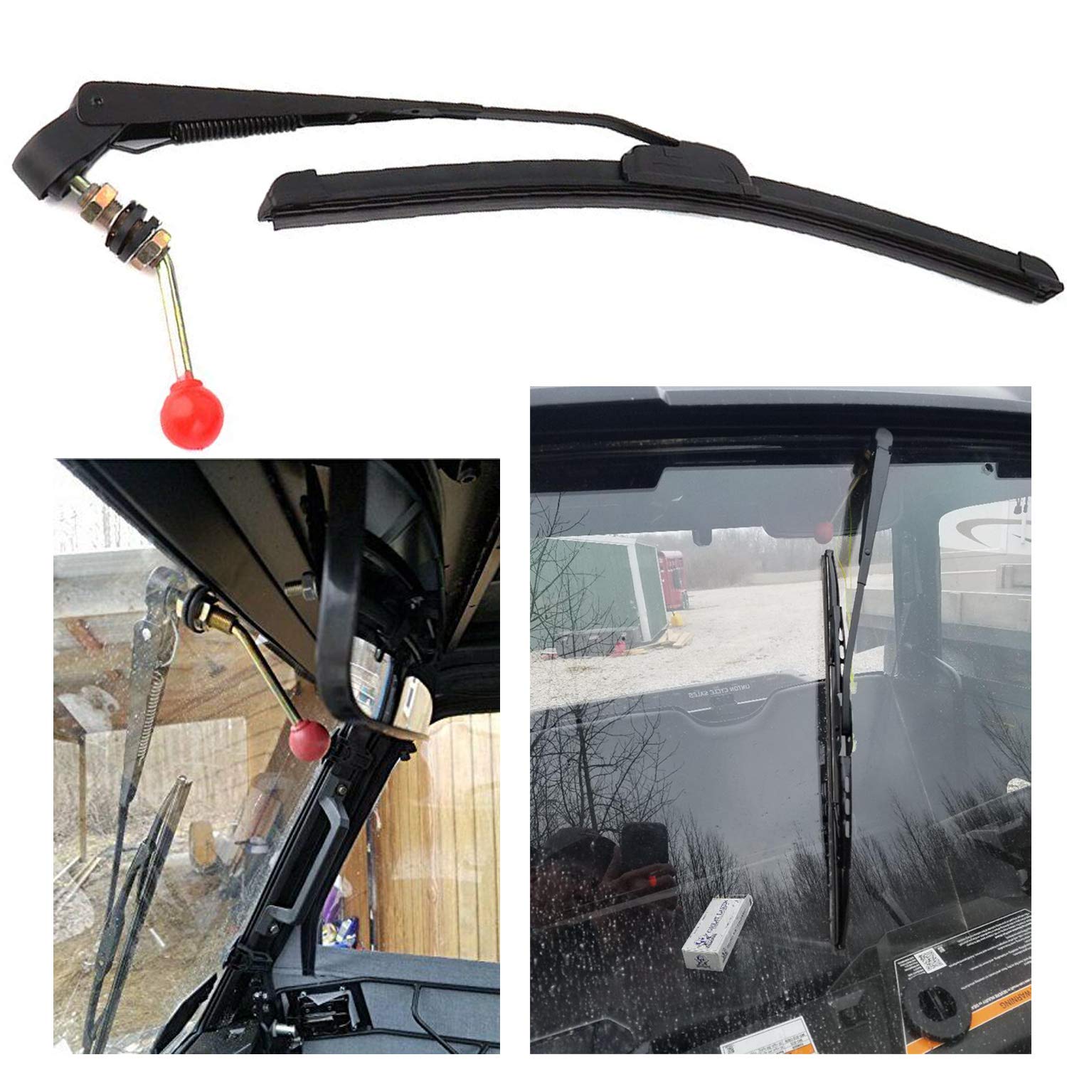 ConPus UTV Manual Wiper Hand Operated Windshield Wiper for Polaris Ranger 570 800 900 1000, Polaris RZR 800 900 1000 XP, Polari 