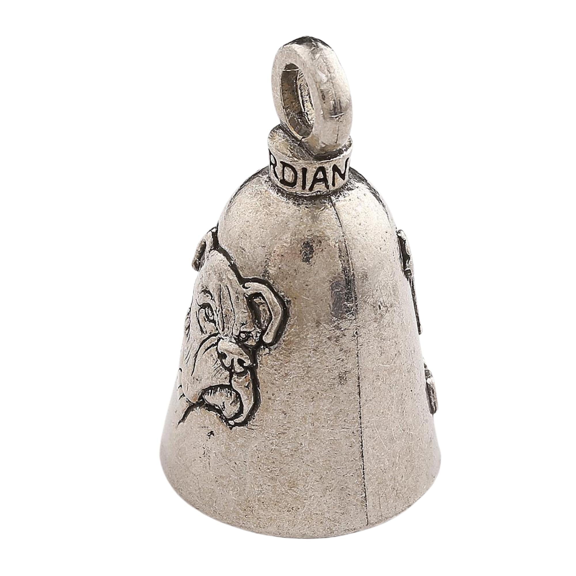 Guardian Bell Boxer Dog Good Luck Bell W/Keyring & Black Velvet Gift Bag | Motorcycle Bell | Lead-Free Pewter | Made In Usa